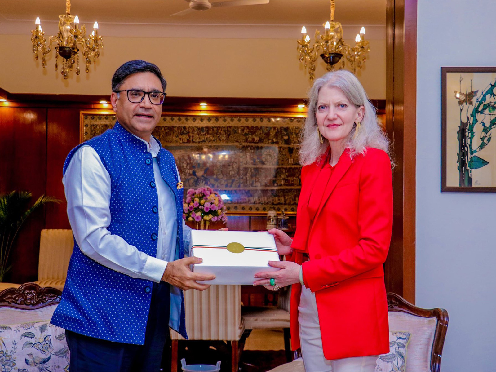 US Under Secretary Allison Hooker meets Foreign Secretary Vikram Misri in New Delhi. (Photo: X/@MEAIndia)