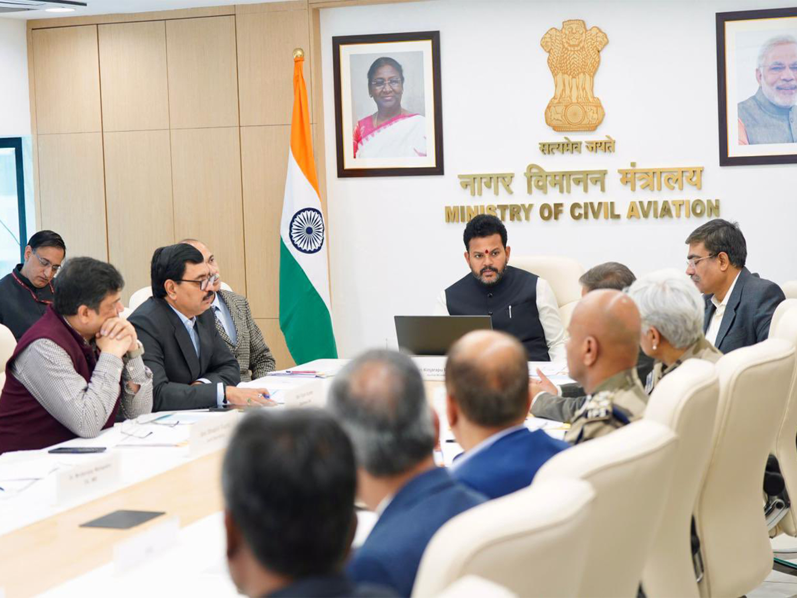 Aviation Minister Ram Mohan Naidu at the review meet (Photo/ANI) Aviation Minister Ram Mohan Naidu at the review meet (Photo/ANI)