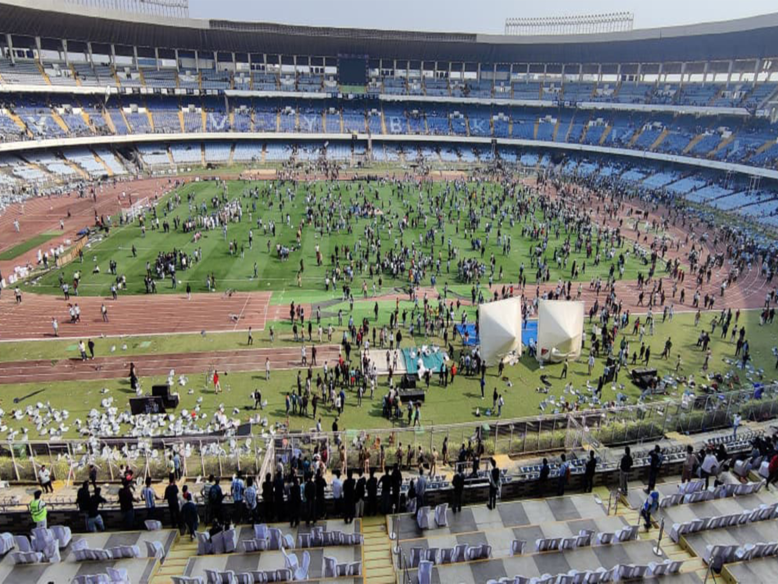 Angry fans during Lionel Messi's event in Kolkata. (Photo: ANI)
