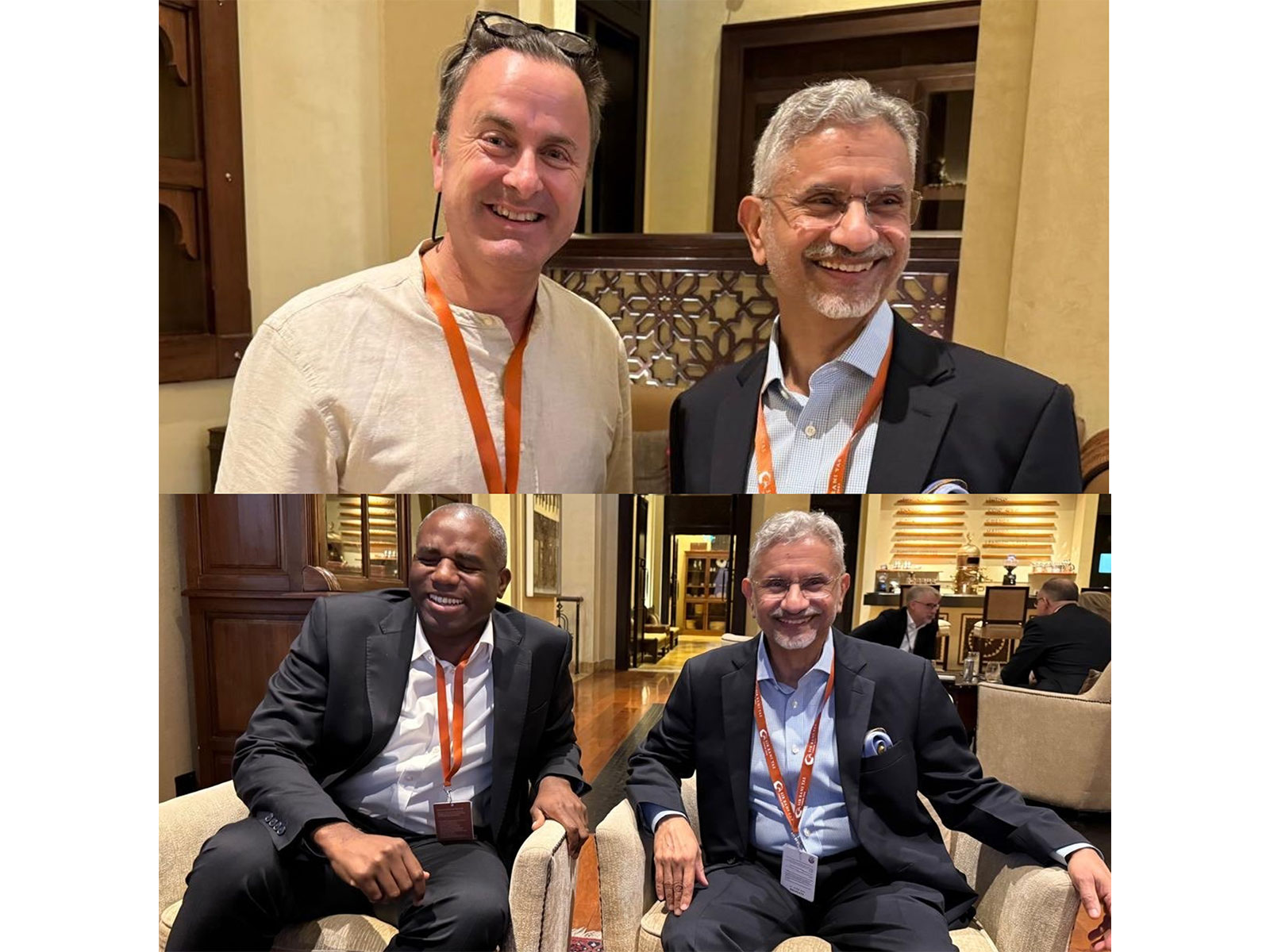 Jaishankar meets UK (below), Luxembourg (above) Deputy PM on sidelines of Sir Bani Yas Forum in UAE (Photo/X@DrSJaishankar) Jaishankar meets UK (below), Luxembourg (above) Deputy PM on sidelines of Sir Bani Yas Forum in UAE (Photo/X@DrSJaishankar)