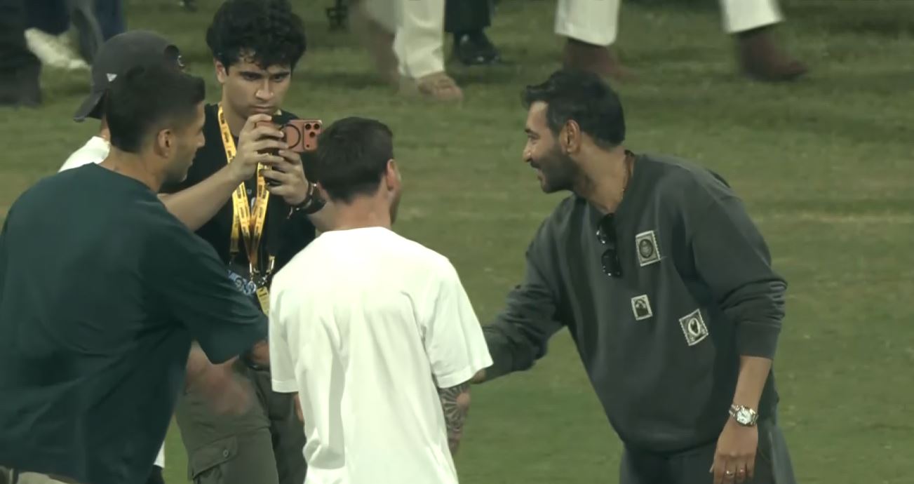Ajay Devgn meets footballers Lionel Messi, Luis Suarez, Rodrigo De Paul in Mumbai