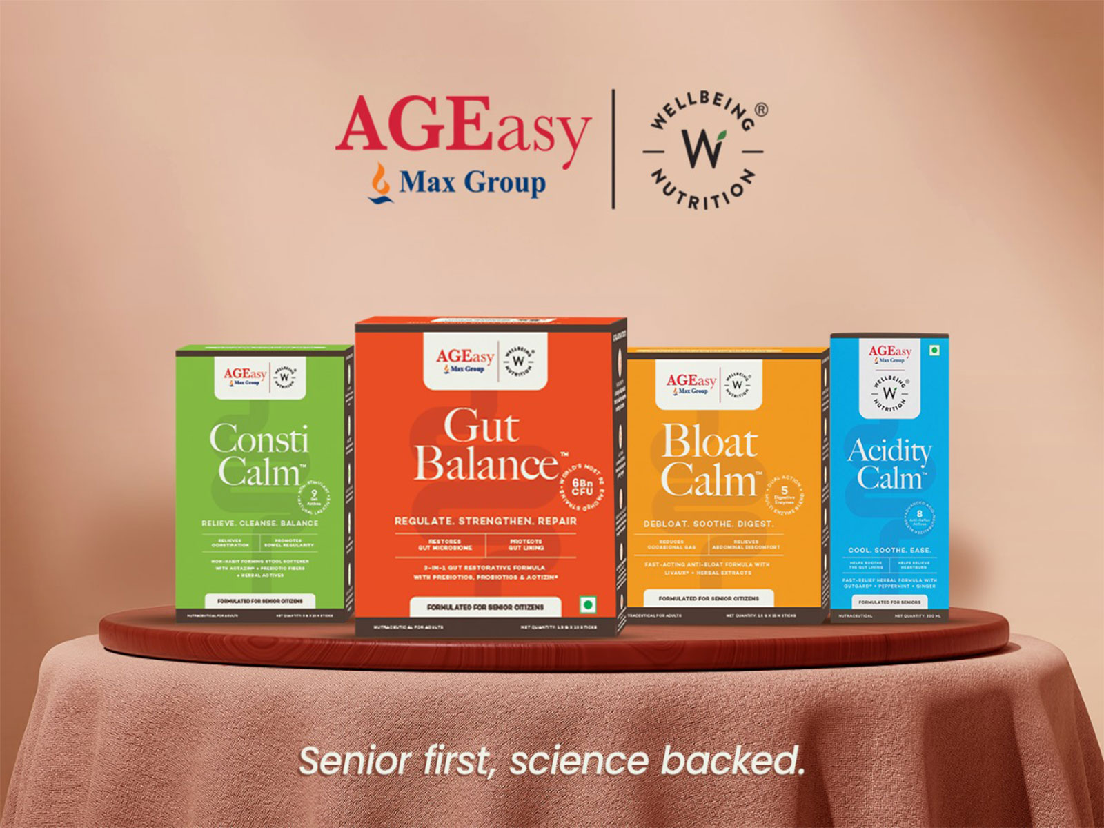 The Gut Care product range includes four targeted formulations: Gut Balance, Consti Calm, Bloat Calm and Acidity Calm.