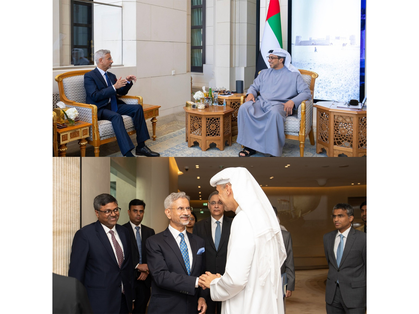 EAM S Jaishankar meets UAE VP Sheikh Mansour (Top), CEO of Mubadala (Bottom) (Photo/X@DrSJaishankar) EAM S Jaishankar meets UAE VP Sheikh Mansour (Top), CEO of Mubadala (Bottom) (Photo/X@DrSJaishankar)