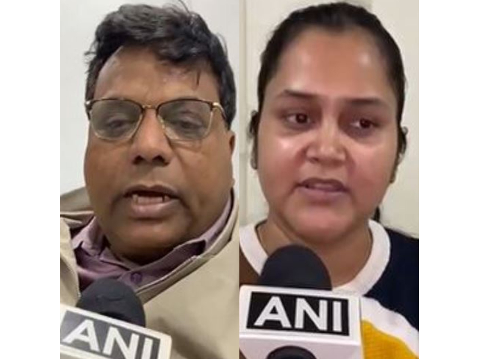 Sanjay Dwivedi, the father of Shubham Dwivedi, and Aishanya Dwivedi, the wife of the victim (Photo/ANI)