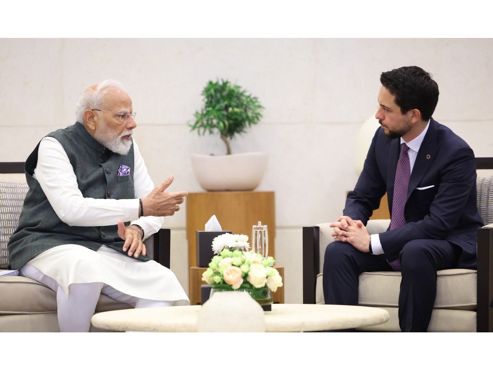 Prime Minister Narendra Modi with Jordan’s Crown Prince Al-Hussein bin Abdullah II during his visit to Jordan. (Photo: X/@narendramodi) Prime Minister Narendra Modi with Jordan’s Crown Prince Al-Hussein bin Abdullah II during his visit to Jordan. (Photo: X/@narendramodi)