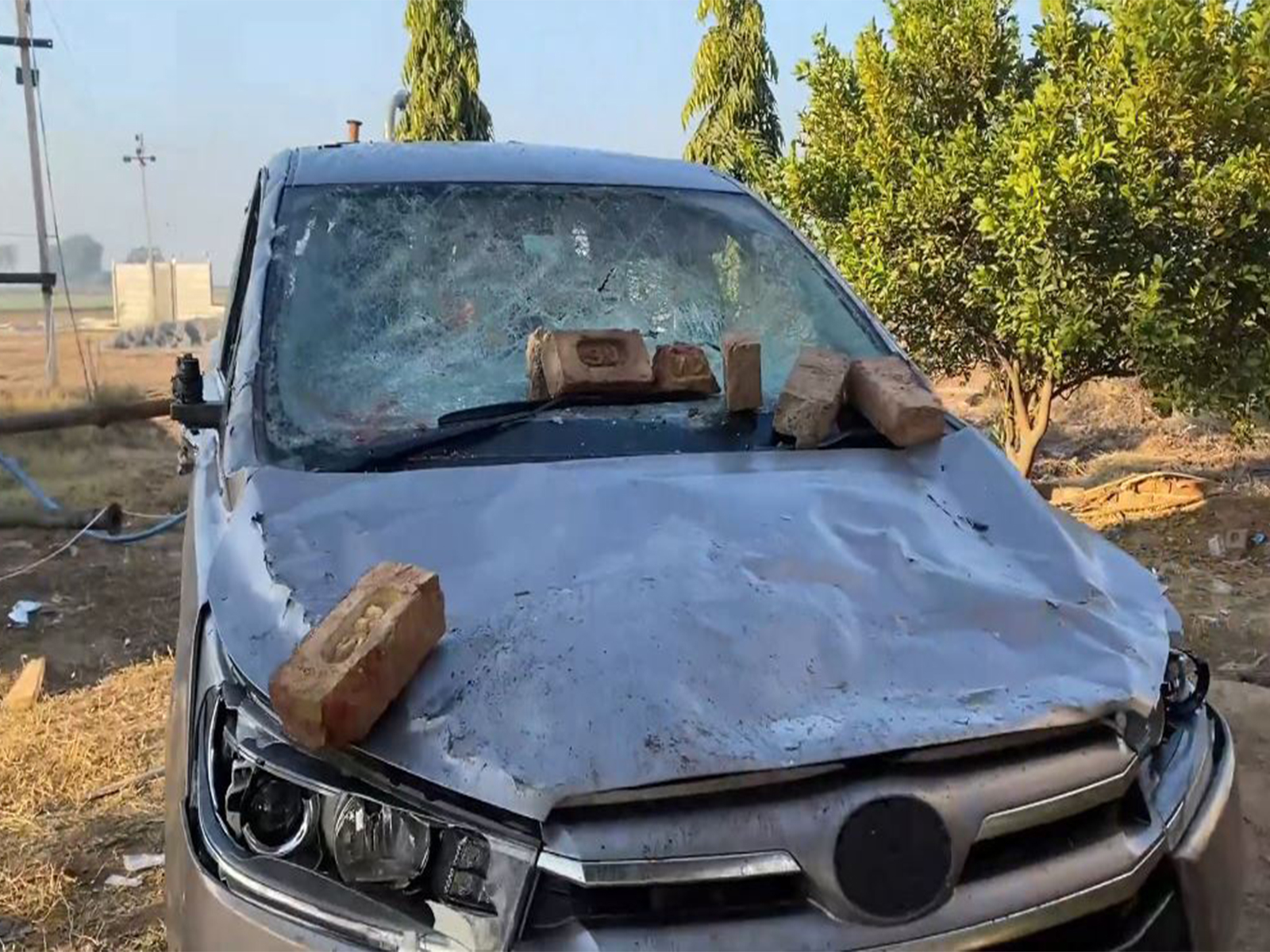 Visual from protest erupted against construction of ethanol factory in Hanumangarh (Photo/ANI)