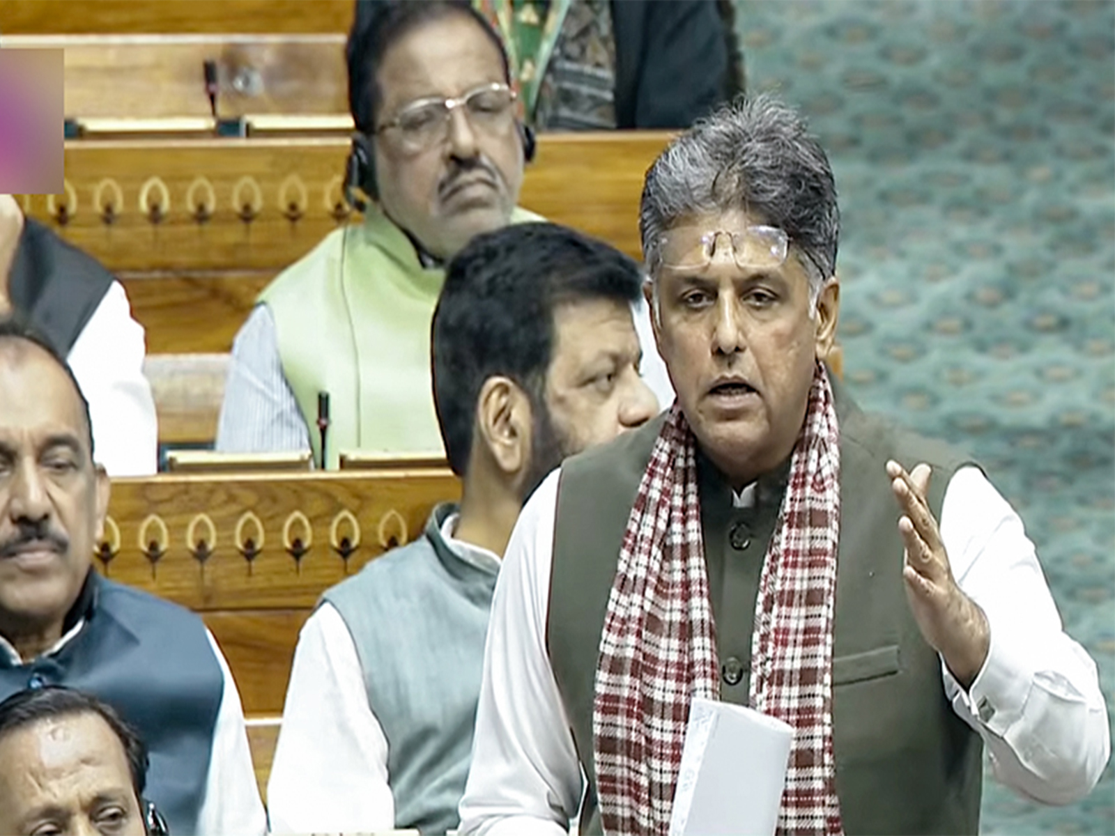 Congress MP Manish Tewari speaks in Lok Sabha during ongoing Winter Session of Parliament. (Photo/SansadTV)