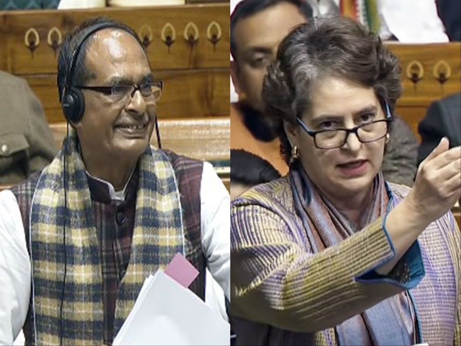 Union Minister Shivraj Singh Chouhan and Congress MP Priyanka Gandhi Vadra (Photo/Sansad TV) Union Minister Shivraj Singh Chouhan and Congress MP Priyanka Gandhi Vadra (Photo/Sansad TV)