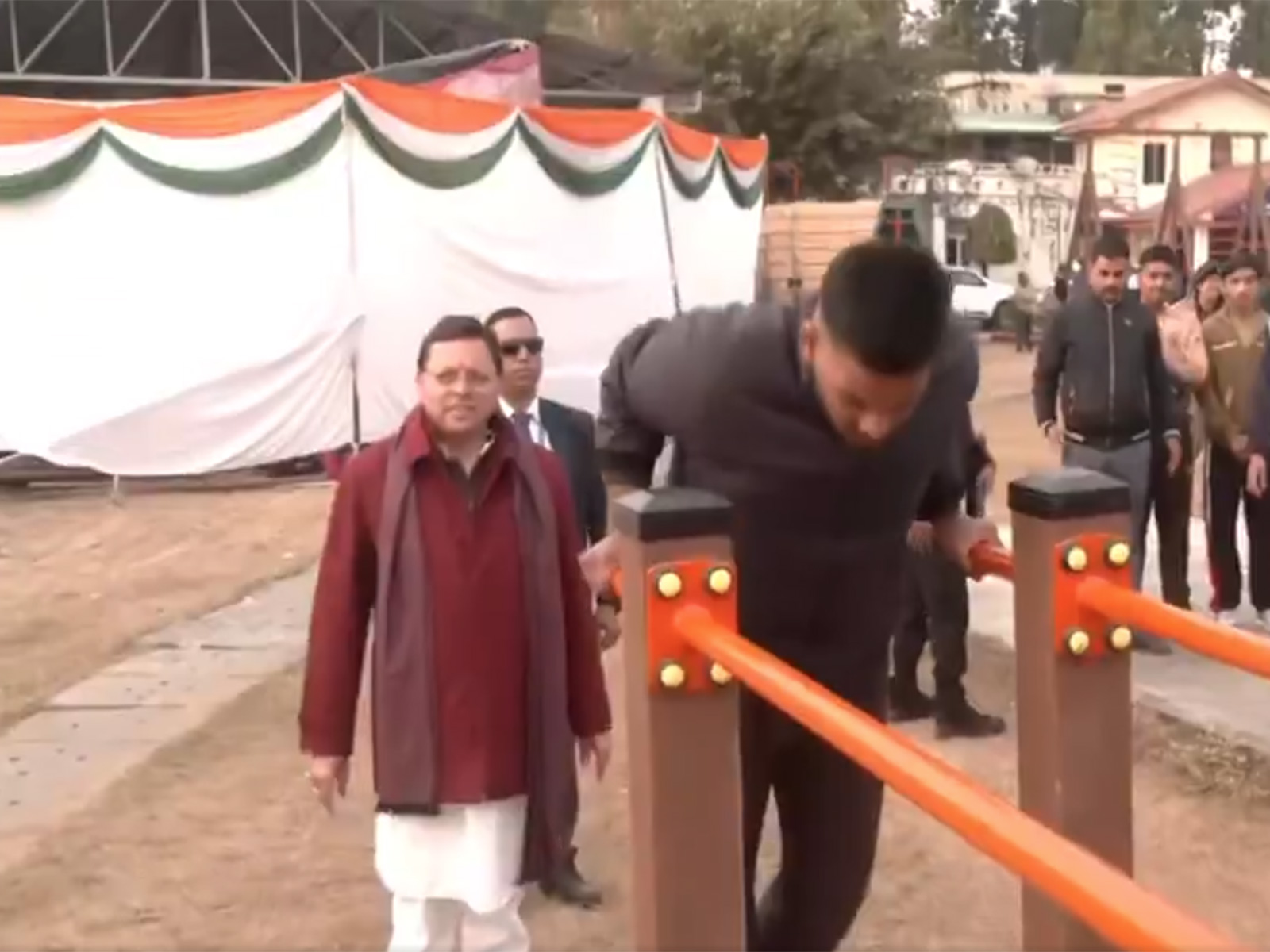 Uttarakhand Chief Minister Pushkar Singh Dhami inspects Agniveer Recruitment Training Centre. (Photo/ANI)
