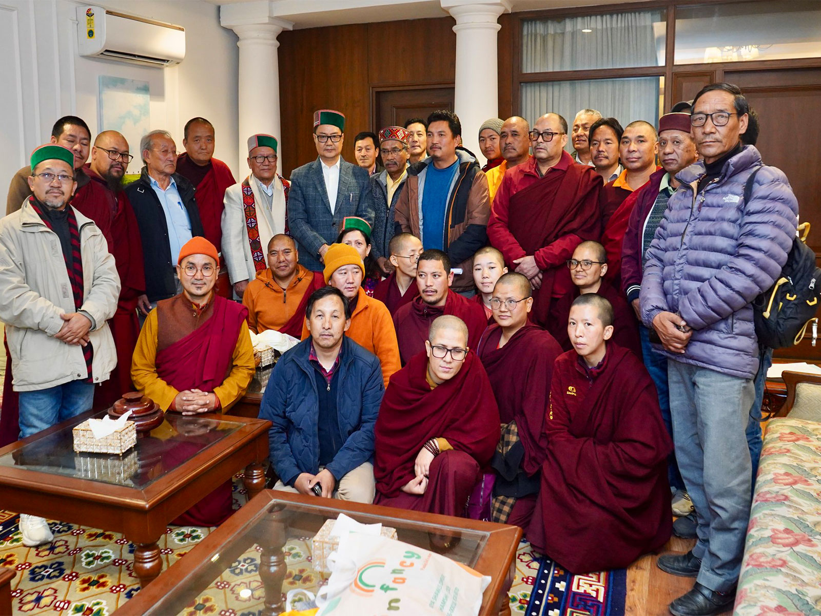 Union Minister Kiren Rijiju weith Buddhist Delegation from Himachal Pradesh (Photo/  @KirenRijiju)