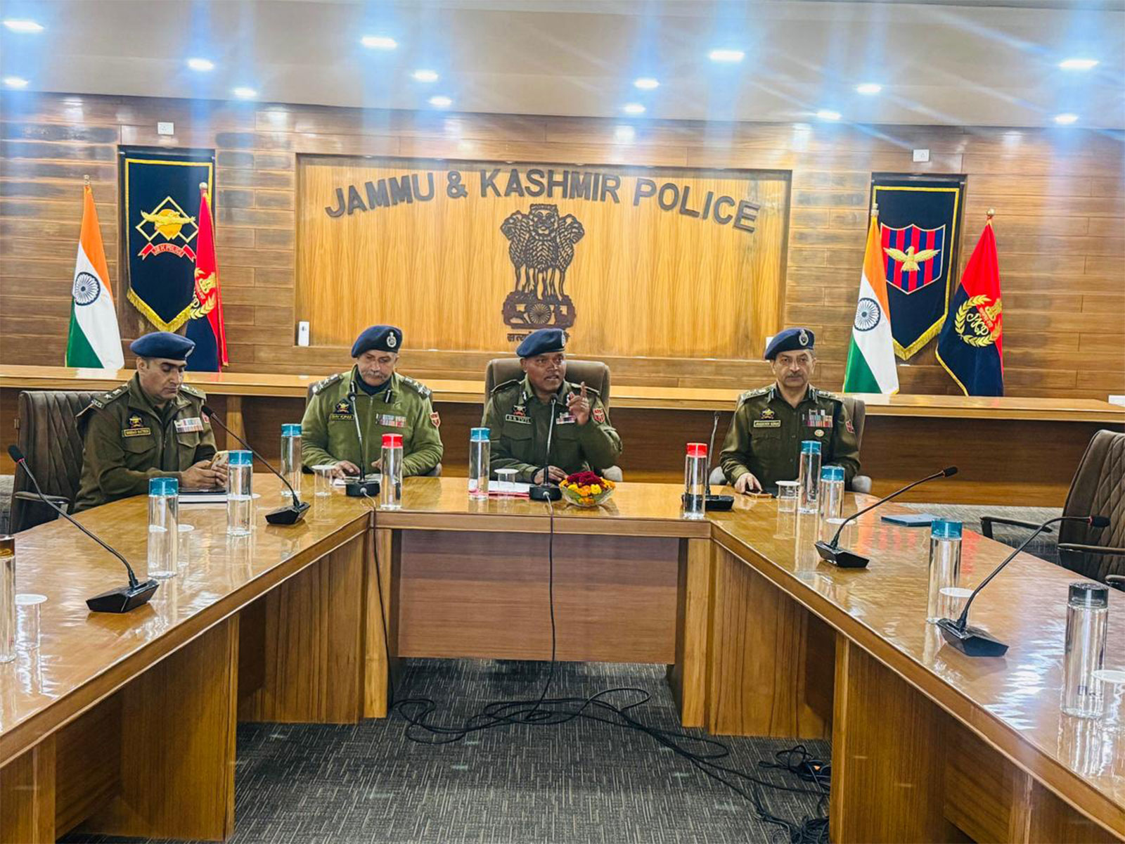 Inspector General of Police (IGP), Jammu Zone, Bhim Sen Tuti with other officials. (Photo/J&K Police)