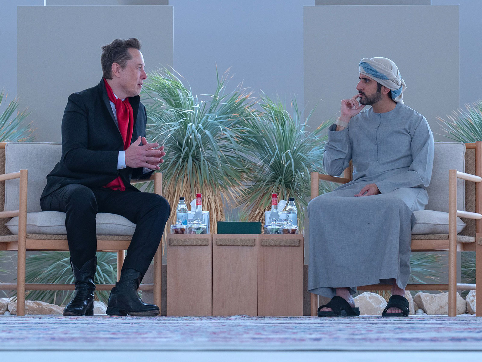 UAE Deputy PM Hamdan bin Mohammed with Tesla CEO Elon Musk (Photo/@HamdanMohammed)
