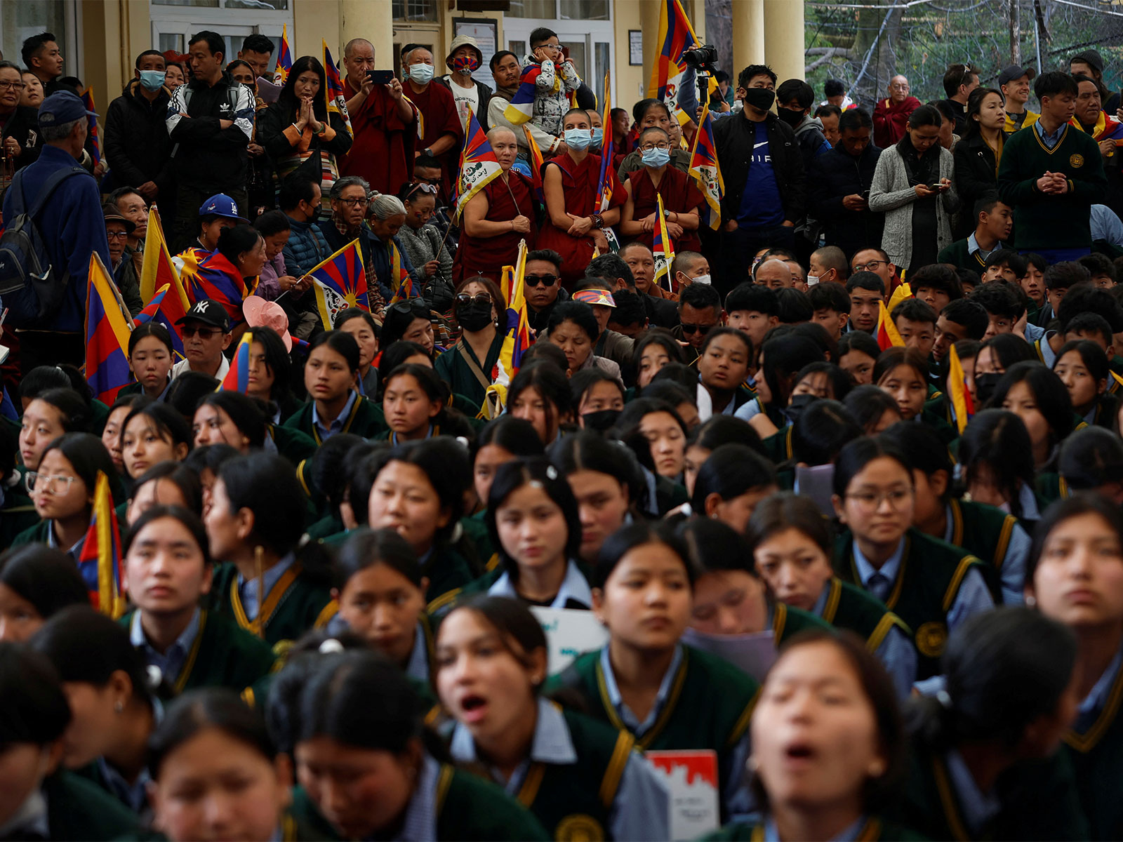 Tibetans during a protest march against Chinese rule (File Photo/Reuters)