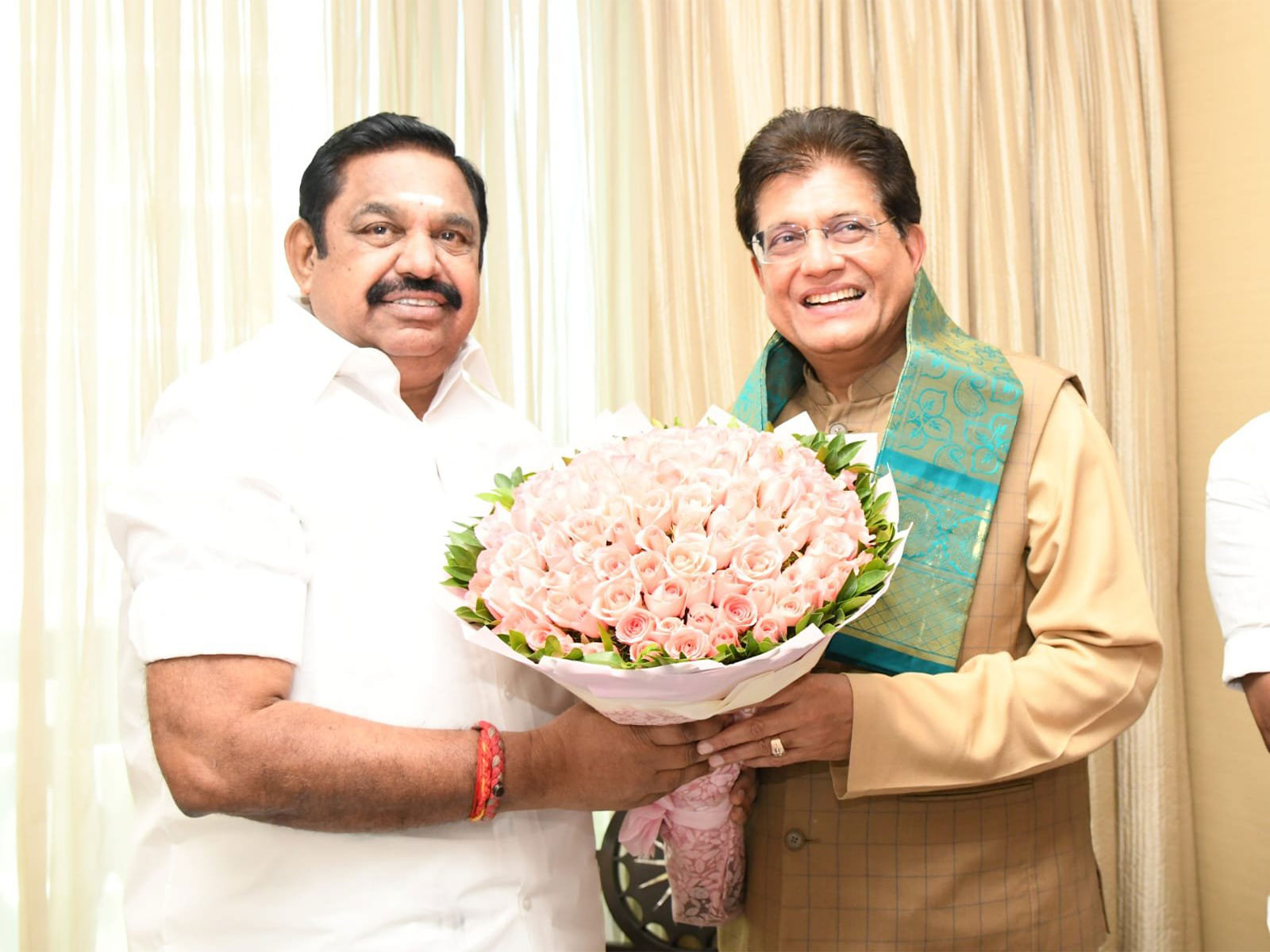 AIADMK General Secretary Edappadi K. Palaniswami with Piyush Goyal. (Photo/ANI)