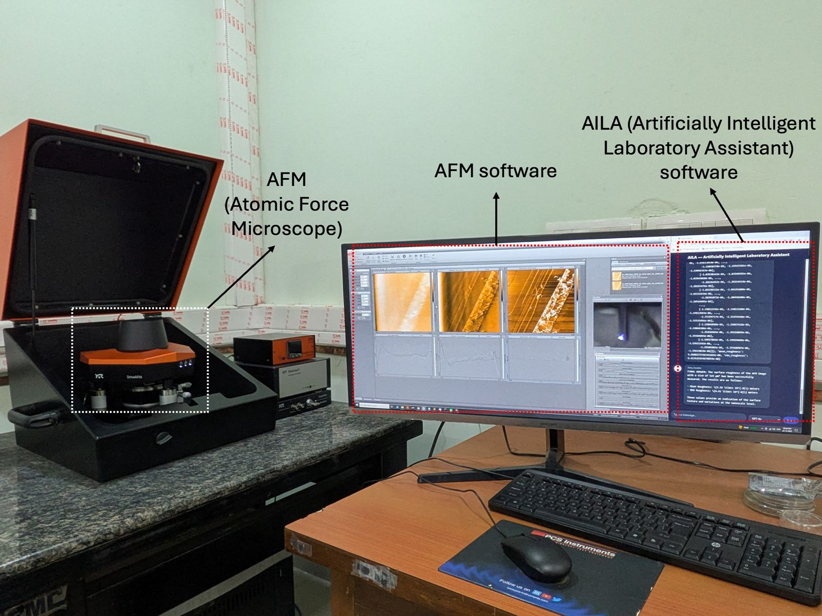AILA effectively operated an Atomic Force Microscope, an intricate and sensitive scientific instrument in materials research (Photo/IIT Delhi)