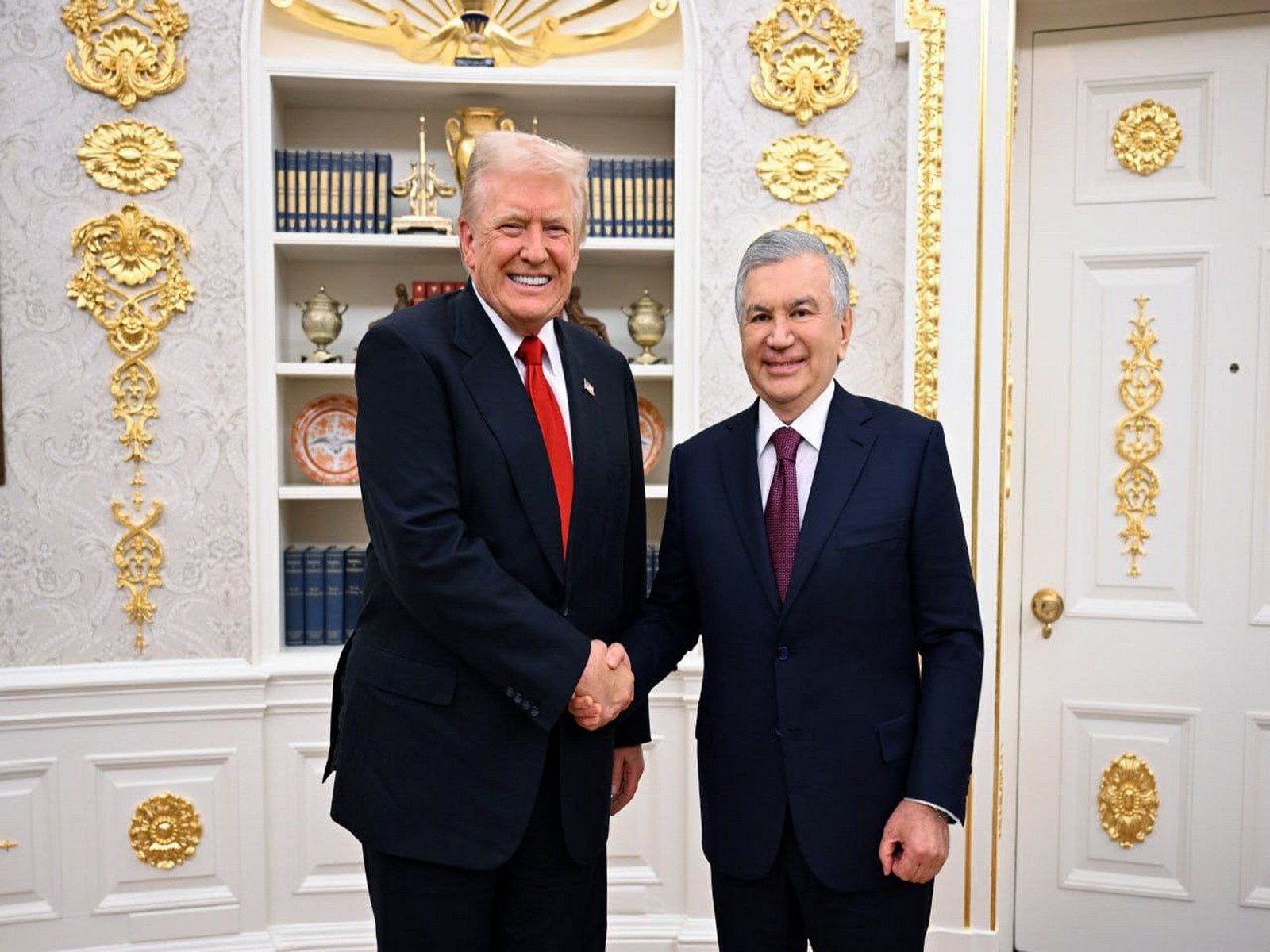 US President Donald Trump with Uzbekistan counterpart Shavkat Mirziyoyev (Photo/@president_uz)