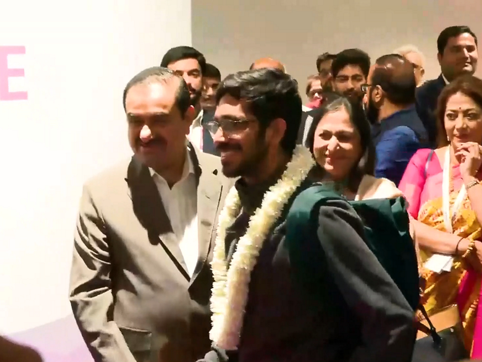 Adani Group Chairman Gautam Adani welcomes passengers at NMIA. (Photo/ANI)