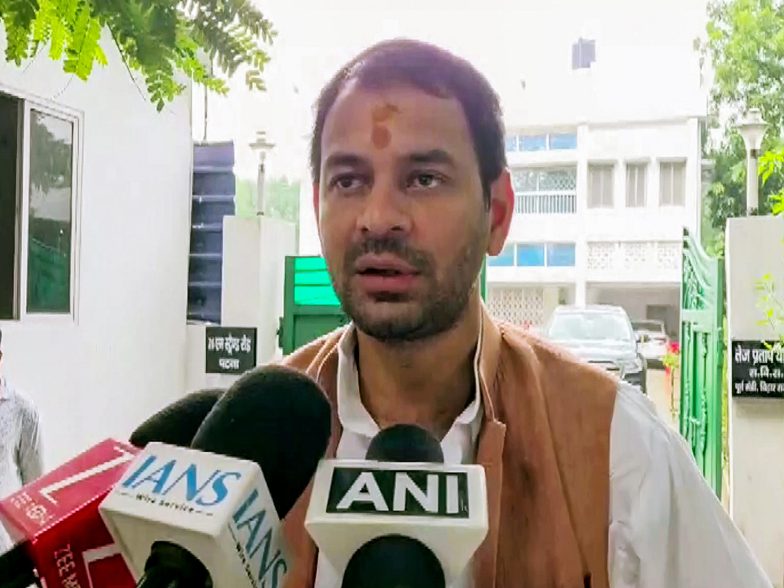 Tej Pratap Yadav speaks to the media, in Patna. (Photo/ANI)