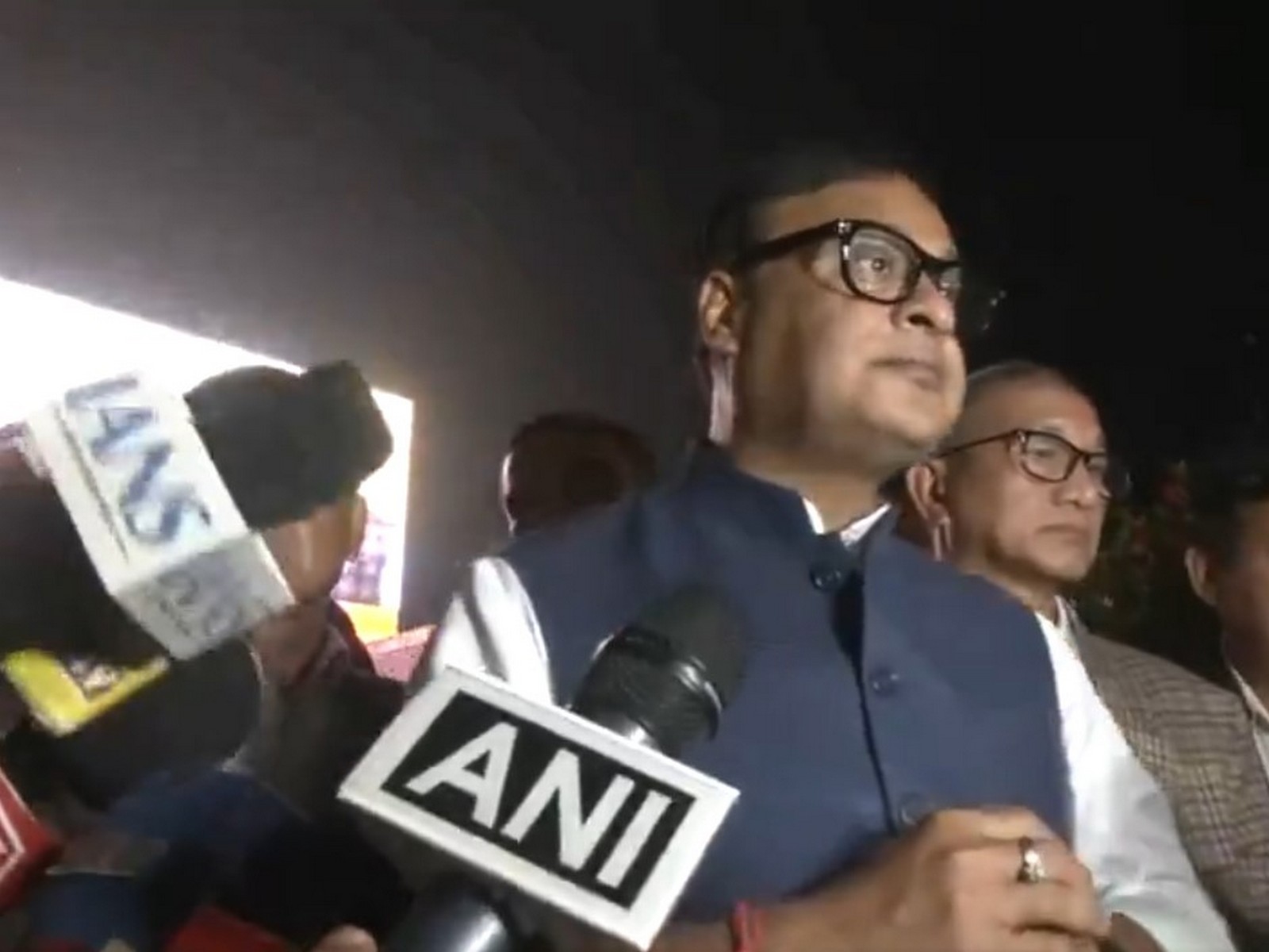 Assam CM Himanta Biswa Sarma speaking to reporters after meeting with Karbi community members (Photo: ANI)