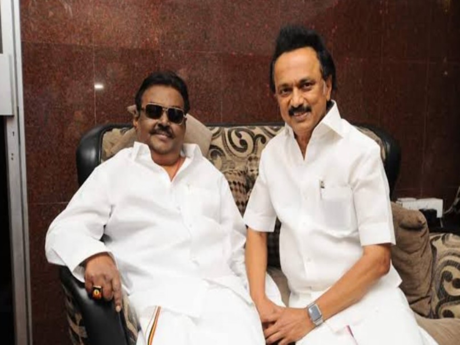 Tamil Nadu Chief Minister MK Stalin with late Captain Vijayakanth (Photo/@mkstalin)