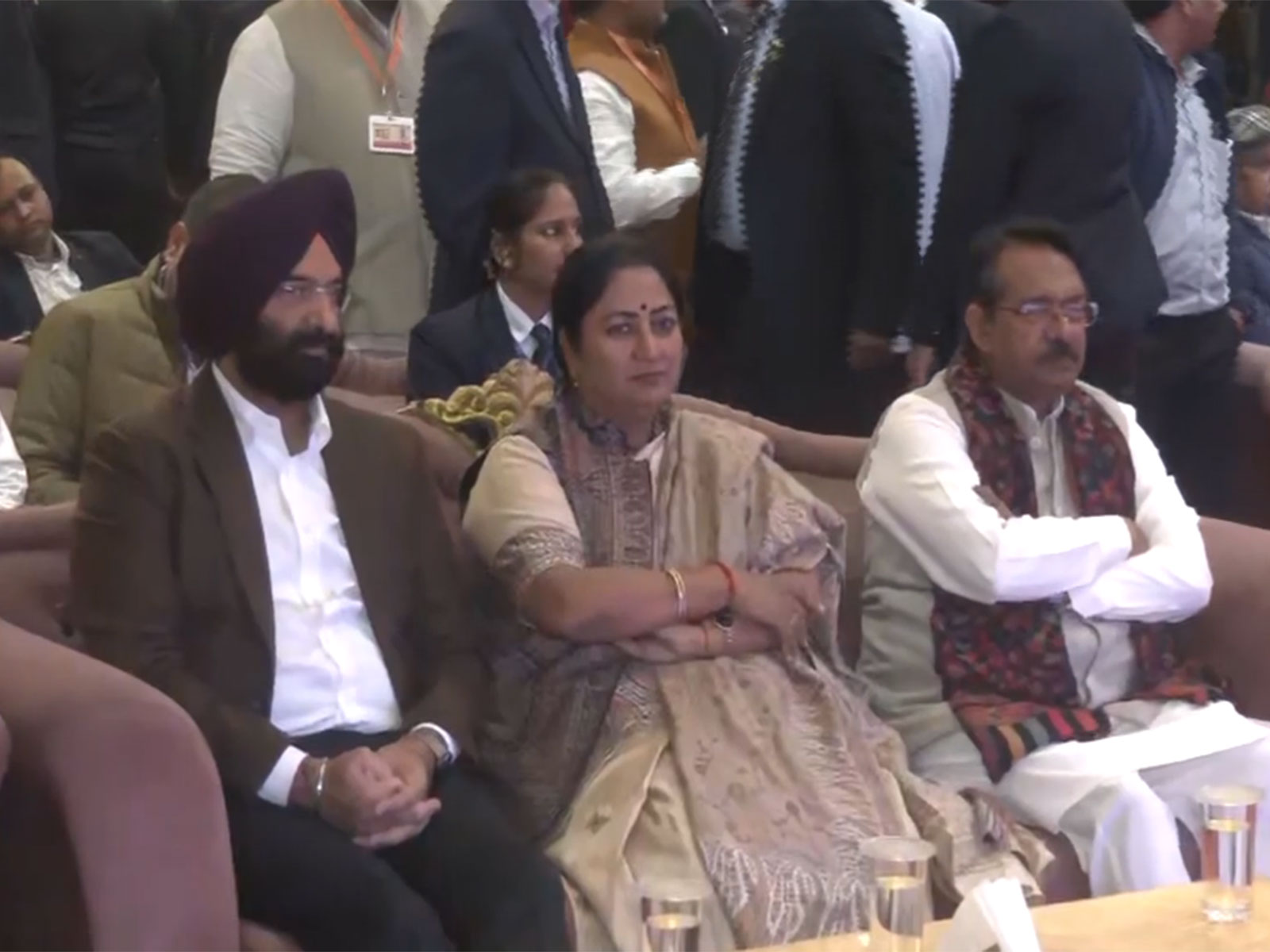 Delhi CM Rekha Gupta and other leaders listen to ‘Mann Ki Baat’ (Photo/ANI)