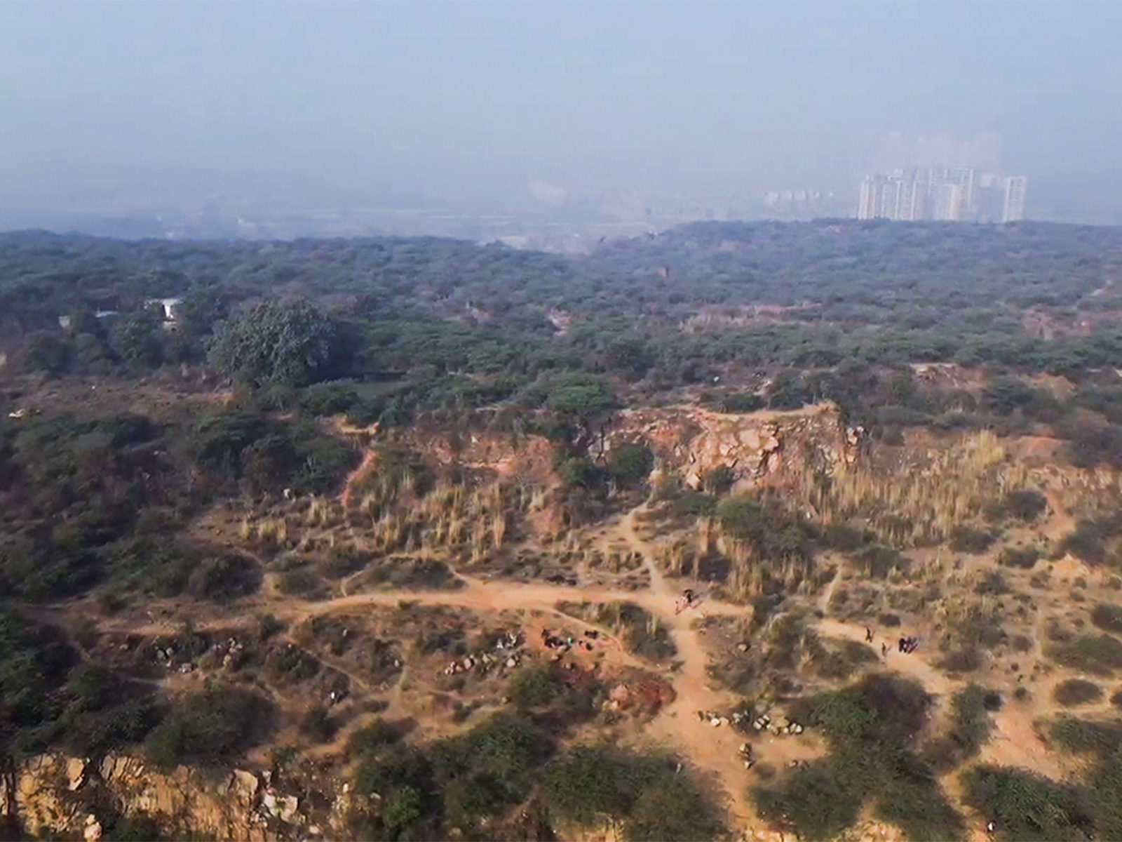 Drone visuals of the Aravalli mountain range (Photo/ANI)