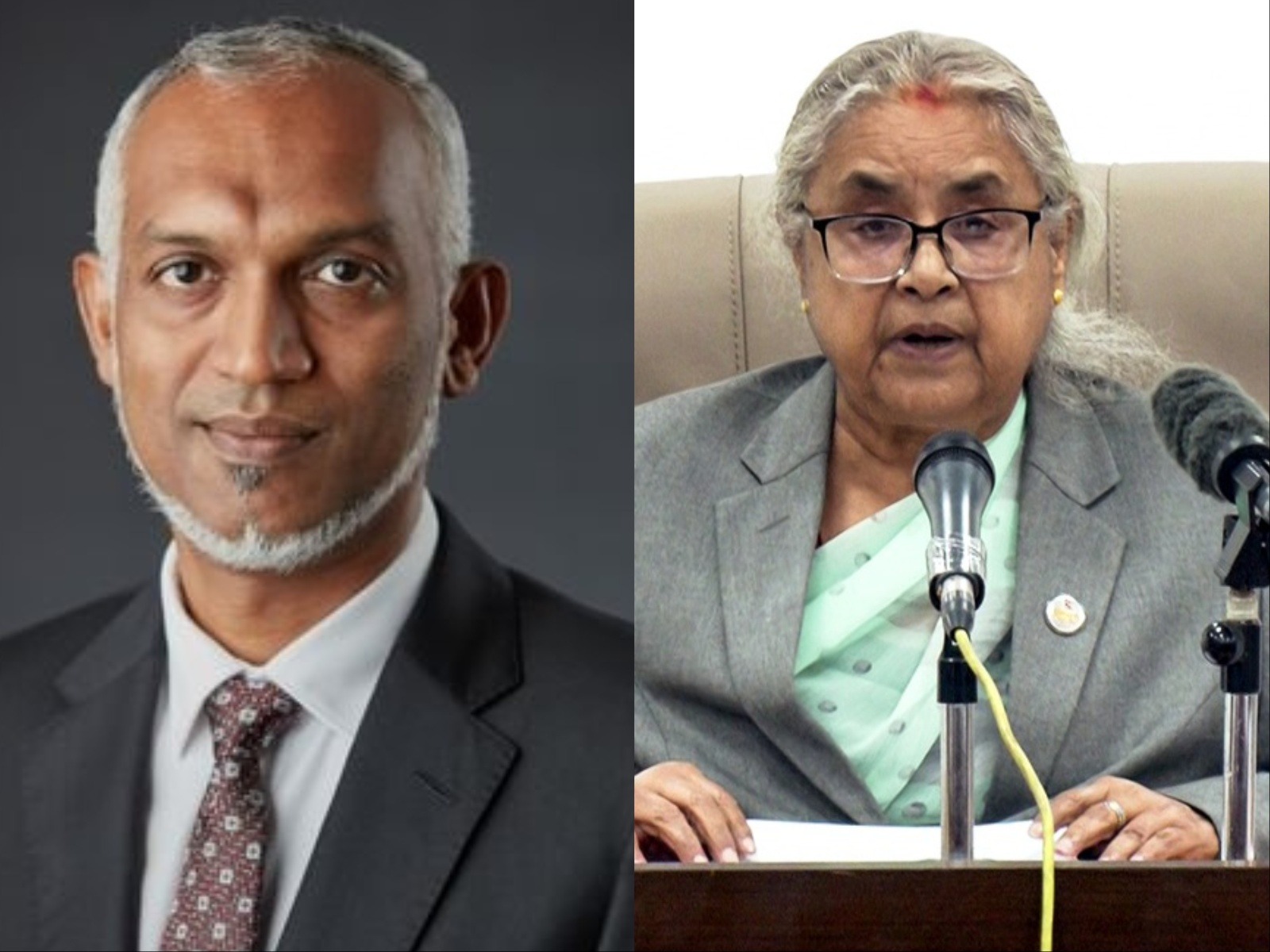 President of the Maldives Mohamed Muizzu (L) and Interim Prime Minister of Nepal, Sushila Karki (R) (Photo/X@MMuizzu,ANI)