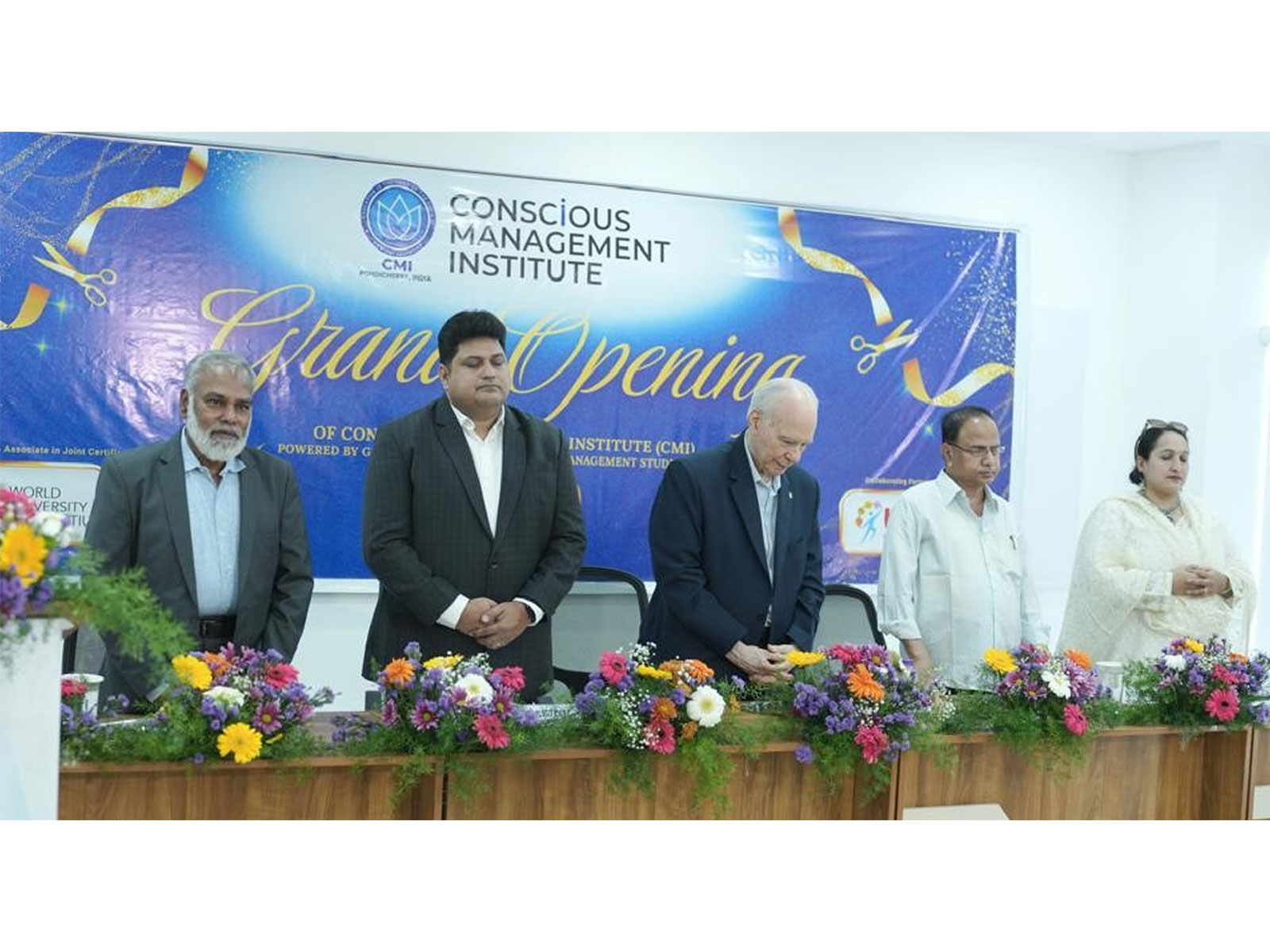 L-R: S Ganesan, CMI; S S Sreejith, Founder & MD, CMI; Garry Jacobs, President, World Academy of Art & Science; N Ashokan, Mother’s Service Society; Shweta Rangan, CMI L-R: S Ganesan, CMI; S S Sreejith, Founder & MD, CMI; Garry Jacobs, President, World Academy of Art & Science; N Ashokan, Mother’s Service Society; Shweta Rangan, CMI