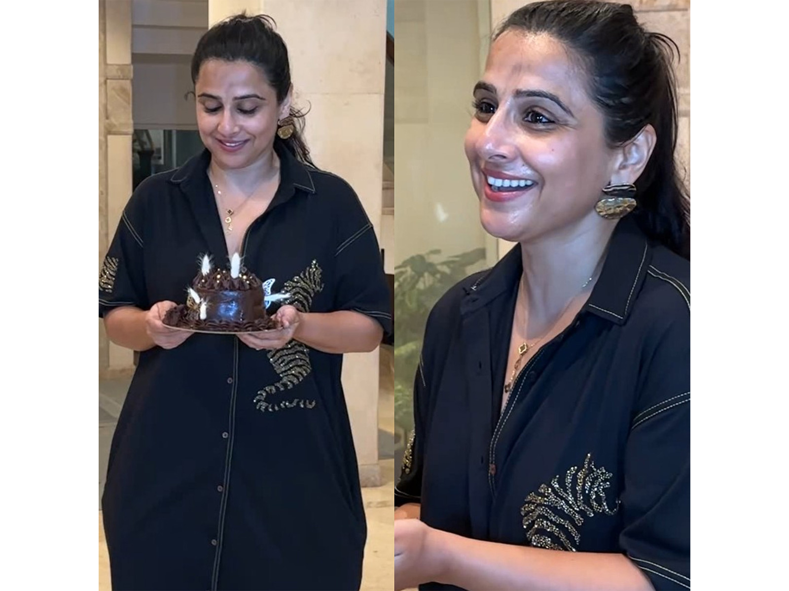 Vidya Balan celebrates birthday with paps (Photo/ANI)