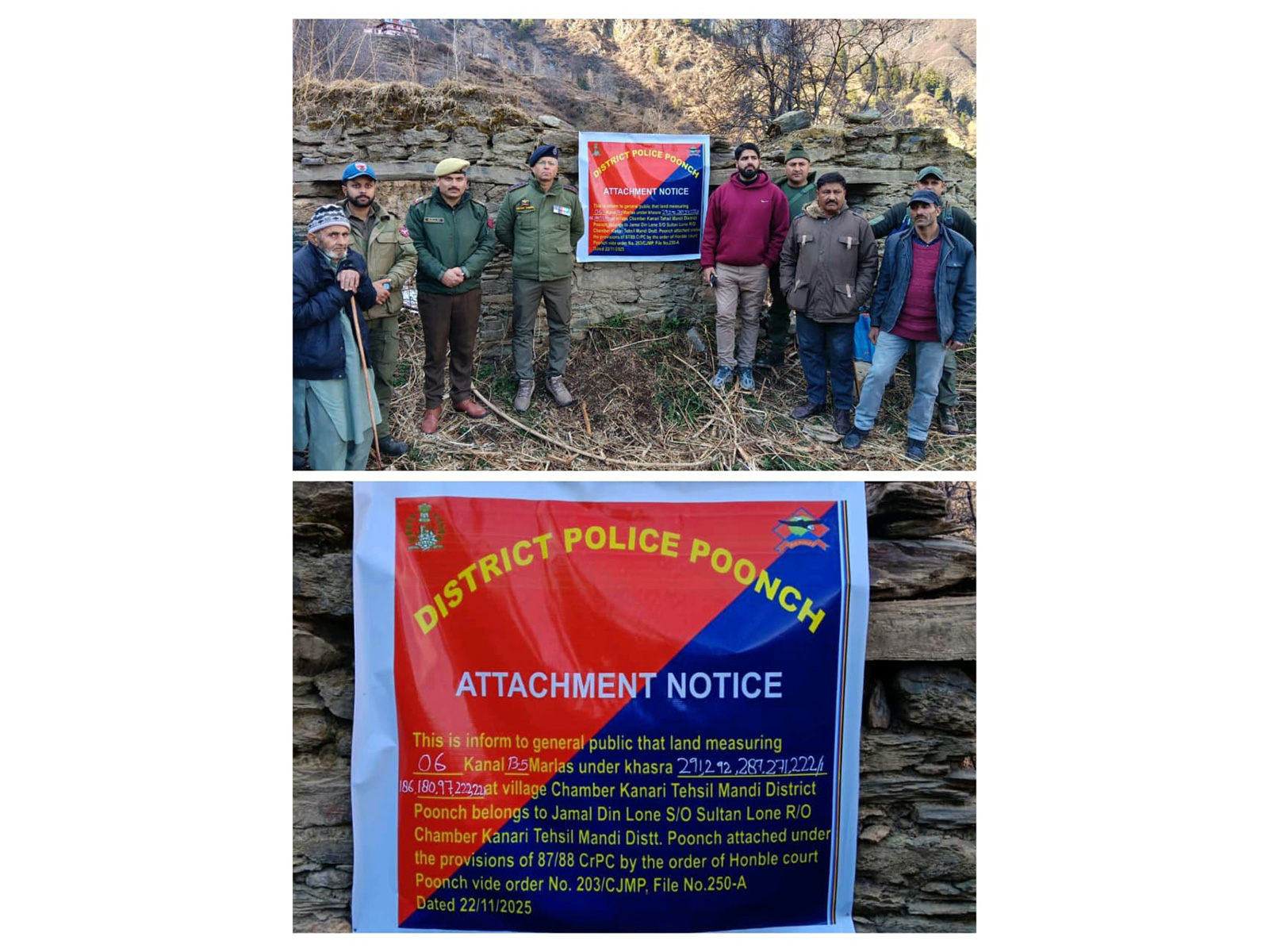 Poonch Police Attaches Property of Pakistan-Based Terror Handler (Photo/ANI)