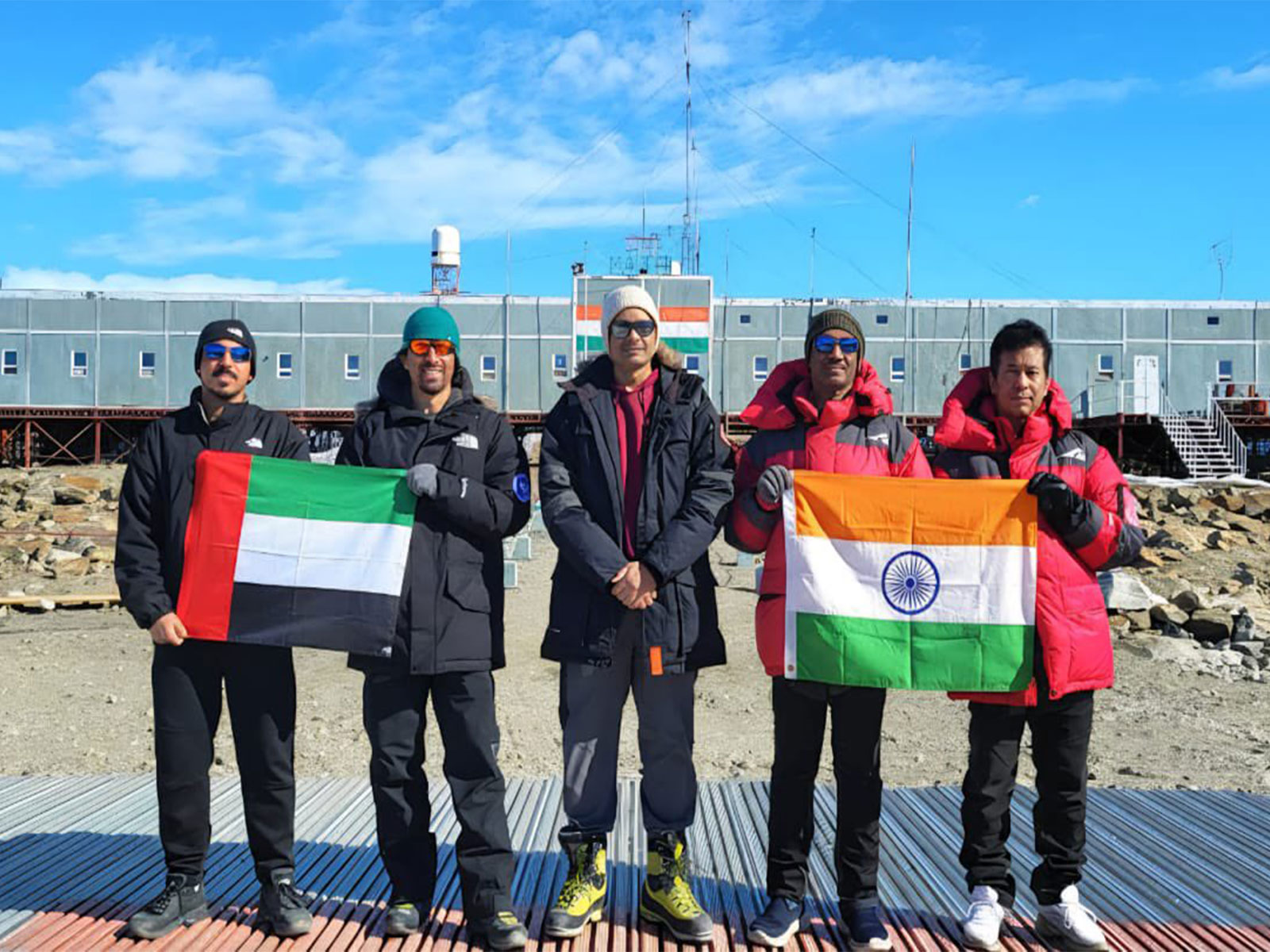 India–UAE Polar Cooperation in action as Emirati scientists join India’s Antarctic mission (Photo:X/@IndembAbuDhabi) India–UAE Polar Cooperation in action as Emirati scientists join India’s Antarctic mission (Photo:X/@IndembAbuDhabi)