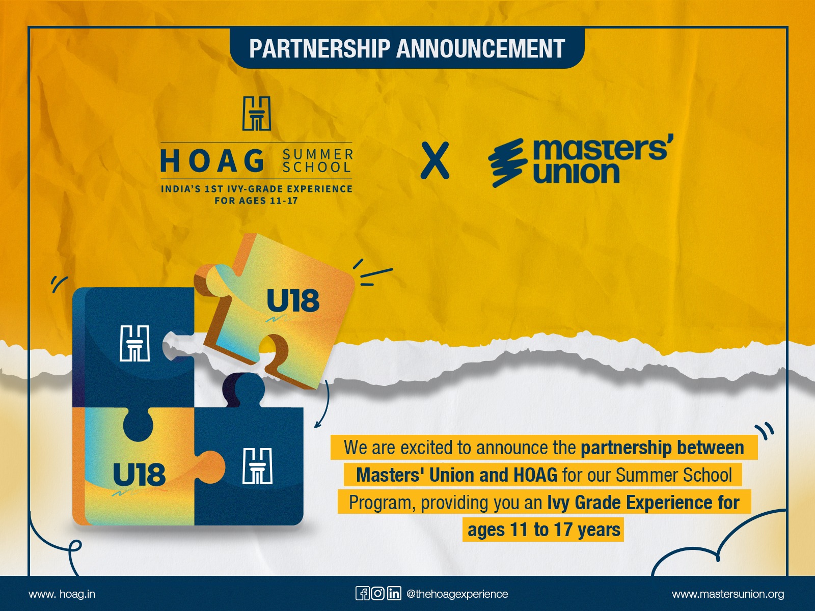 Masters’ Union partners with HOAG for Summer School.