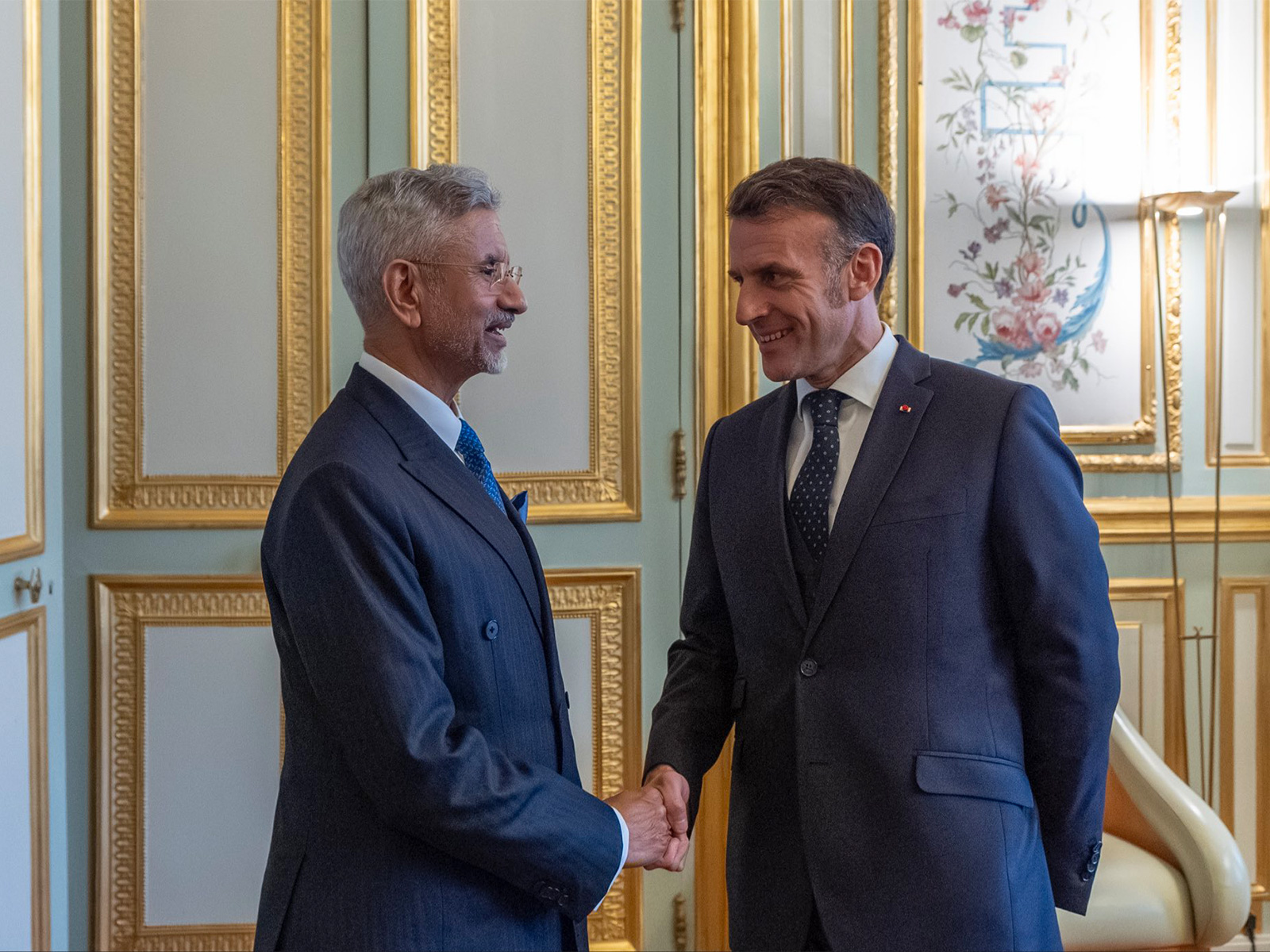 EAM Jaishankar with French President Emmanuel Macron (Photo/ X@DrSJaishankar)