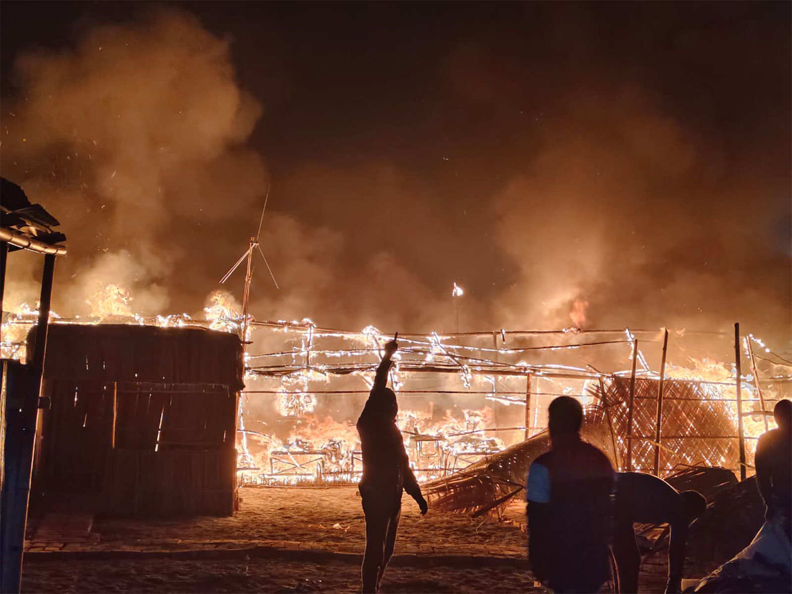 Police control room in West Bengal's Gangasagar destroyed in fire incident (Photo/X/@SuvenduWB) Police control room in West Bengal's Gangasagar destroyed in fire incident (Photo/X/@SuvenduWB)