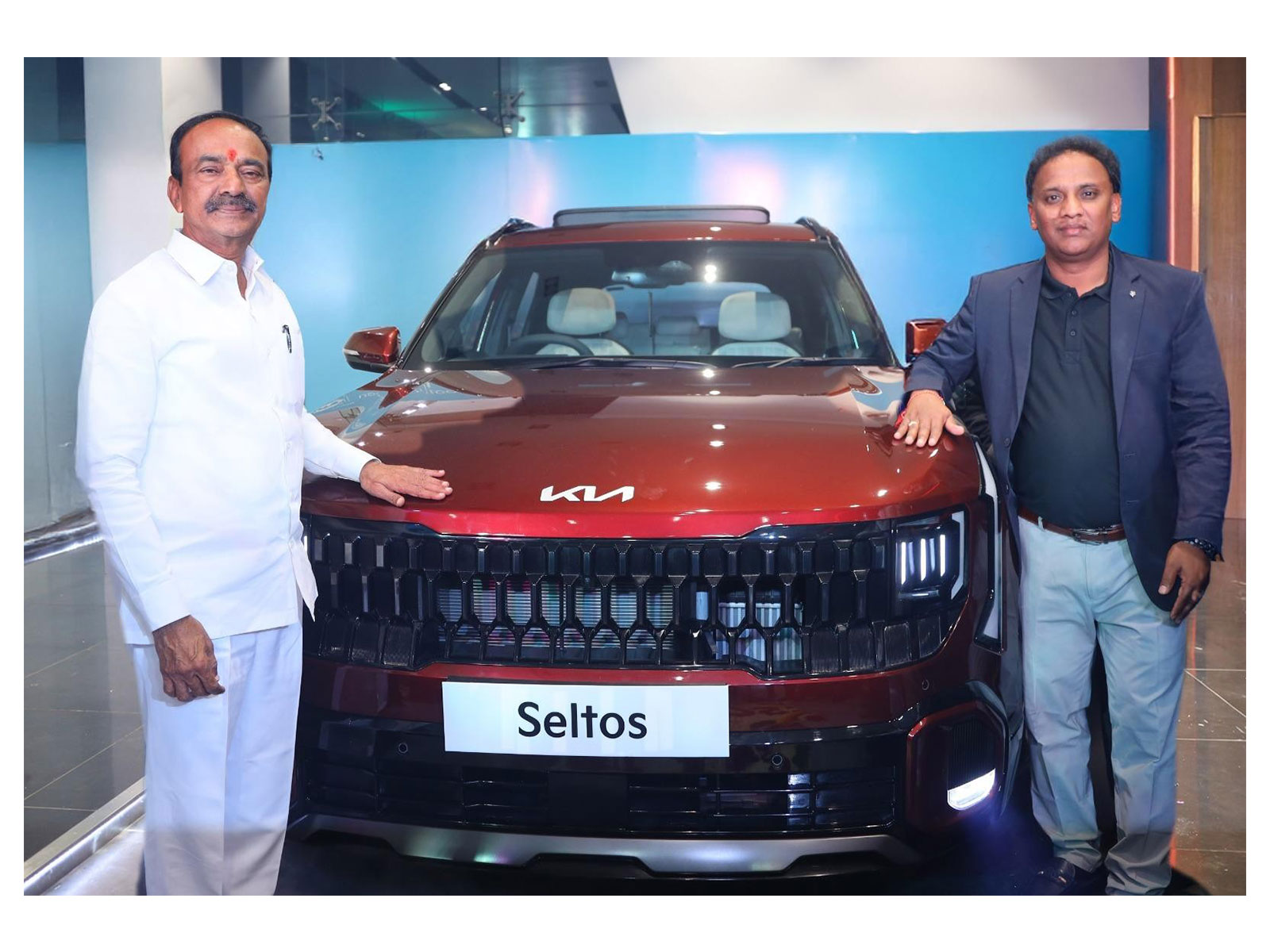 Etela Rajender, MP – Malkajgiri and Chennakesava, COO – Automotive Kia launching the all-new Kia Seltos at Automotive Kia showroom at Nagole Hyderabad