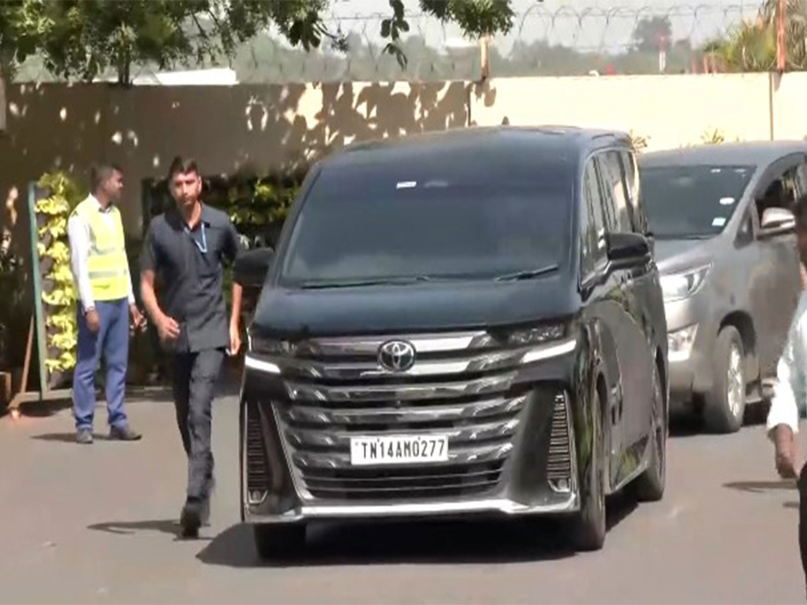 TVK Chief Vijay's convoy in Chennai (Photo/ANI)
