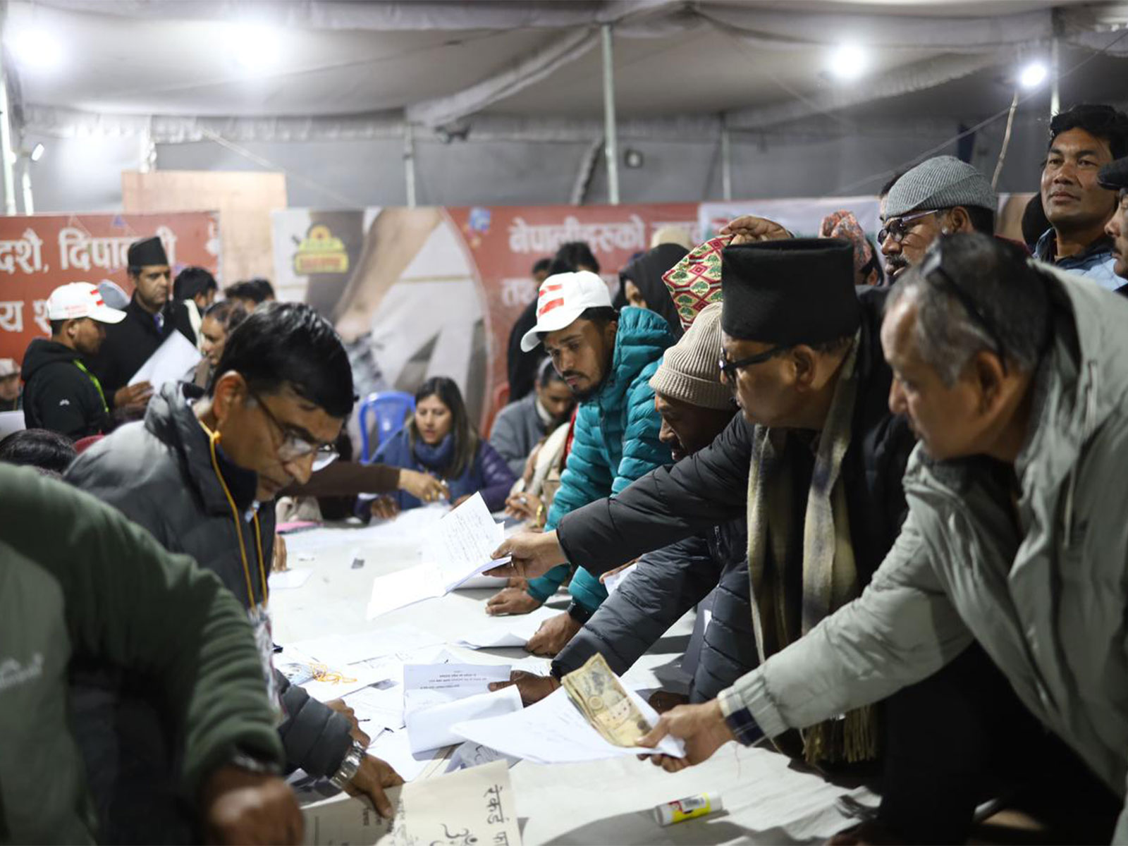 Nepali Congress delegates file nomination papers during the party’s special convention in Kathmandu. (Photo/ANI)