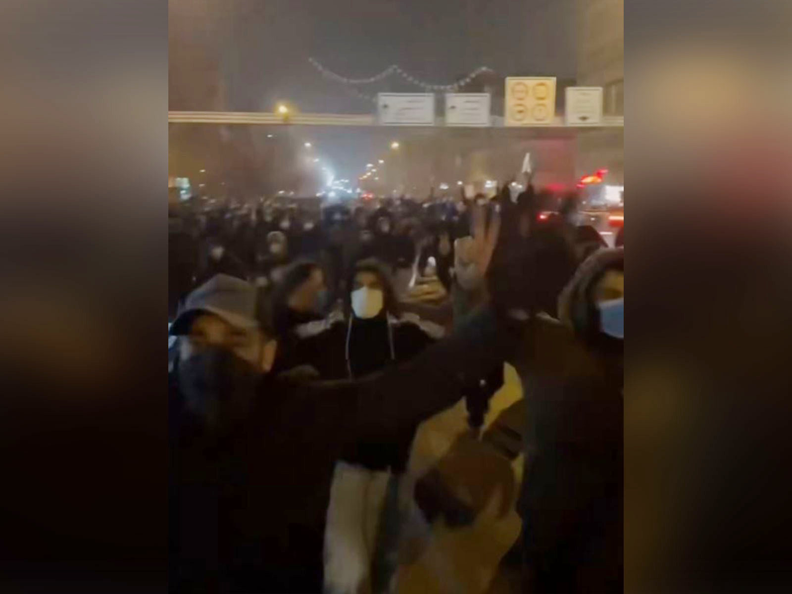 Screengrab of video of protestors in Iran (Photo Credit/@AlinejadMasih)
