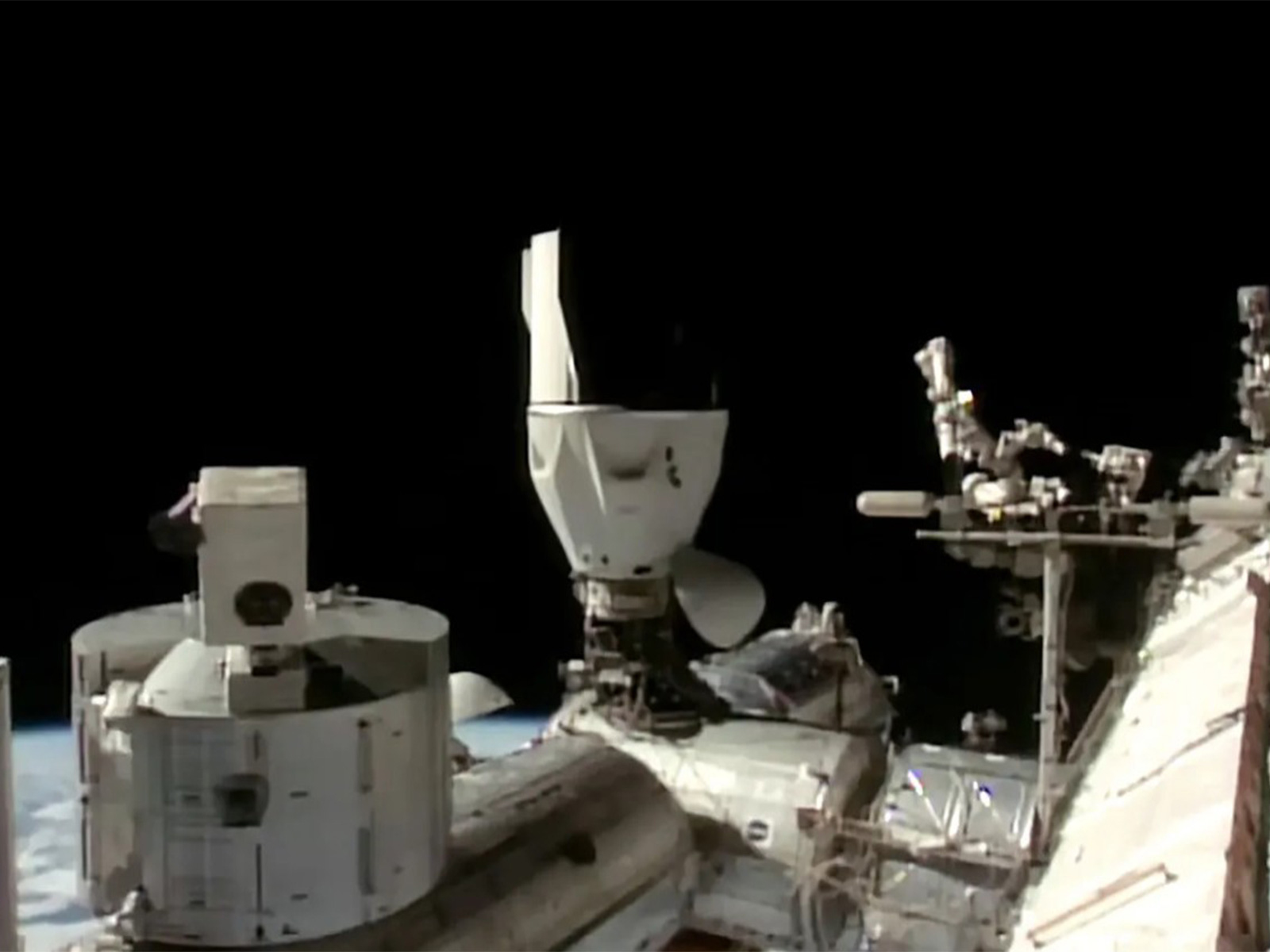 The SpaceX Dragon crew spacecraft with four Crew-11 members aboard is seen docked to the Harmony module’s space-facing port on the International Space Station. (Photo/@NASA)
