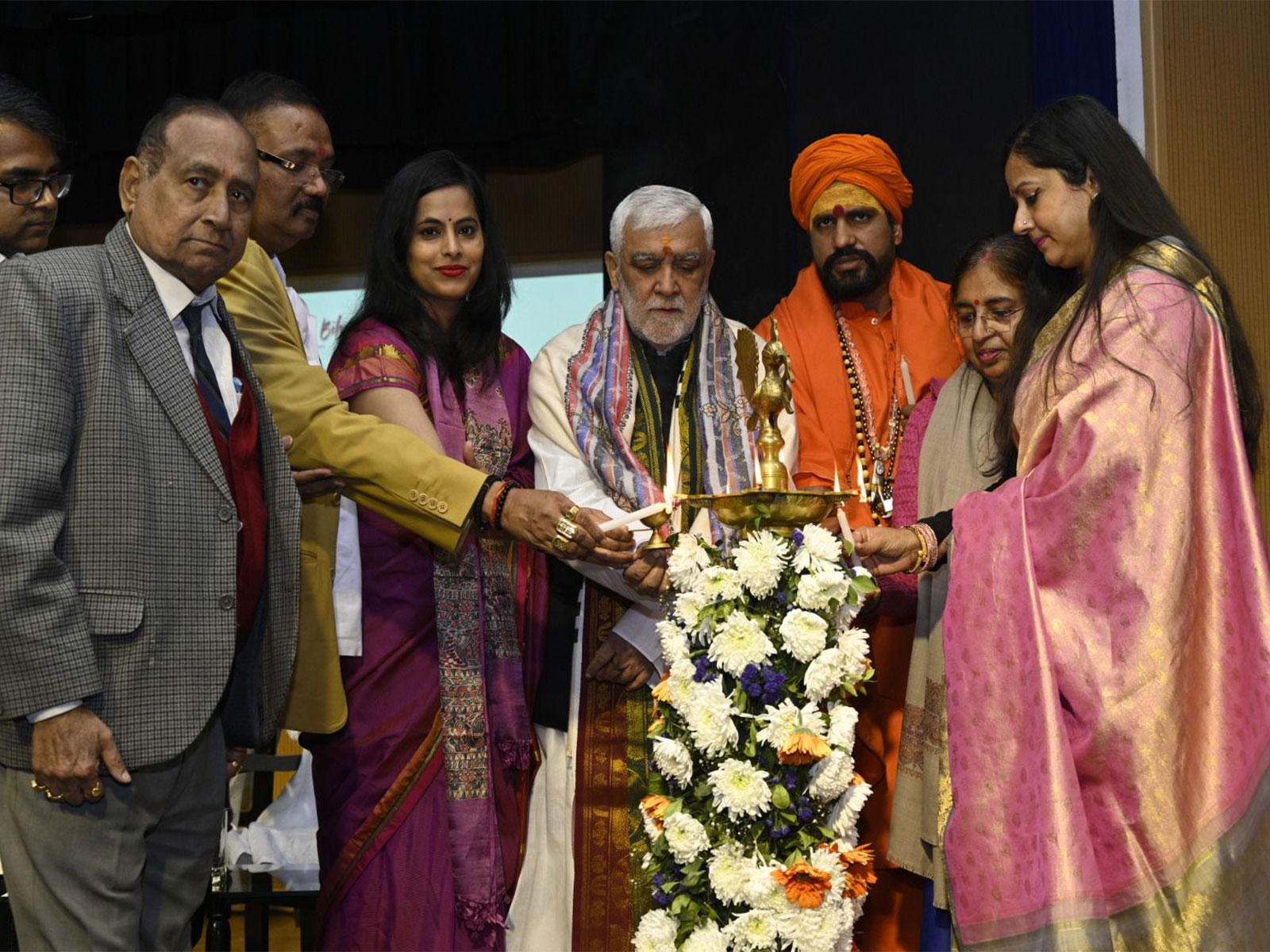 BIHAAN – For the Rising Bharat leaders and dignitaries during the lamp-lighting ceremony at the launch of the initiative’s global campaign at Dr Ambedkar International Centre. (Photo/ANI) 