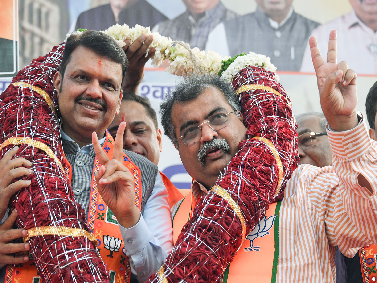 Maharashtra CM Devendra Fadnavis with BJP state president Ravindra Chavan (Photo/ANI)