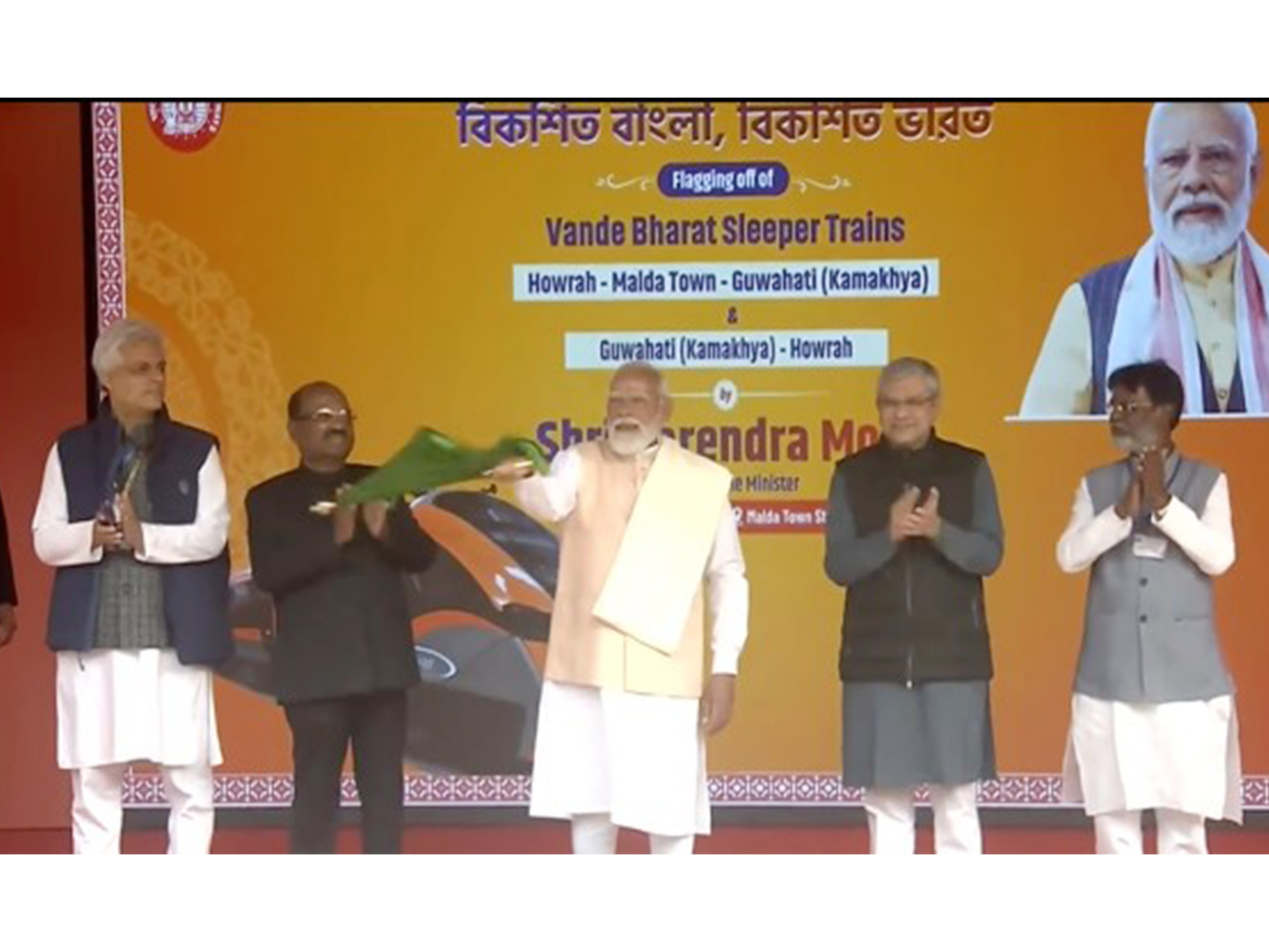 Prime Minister Narendra Modi flags off India's first Vande Bharat sleeper train (Photo/Youtube @Narendra Modi)