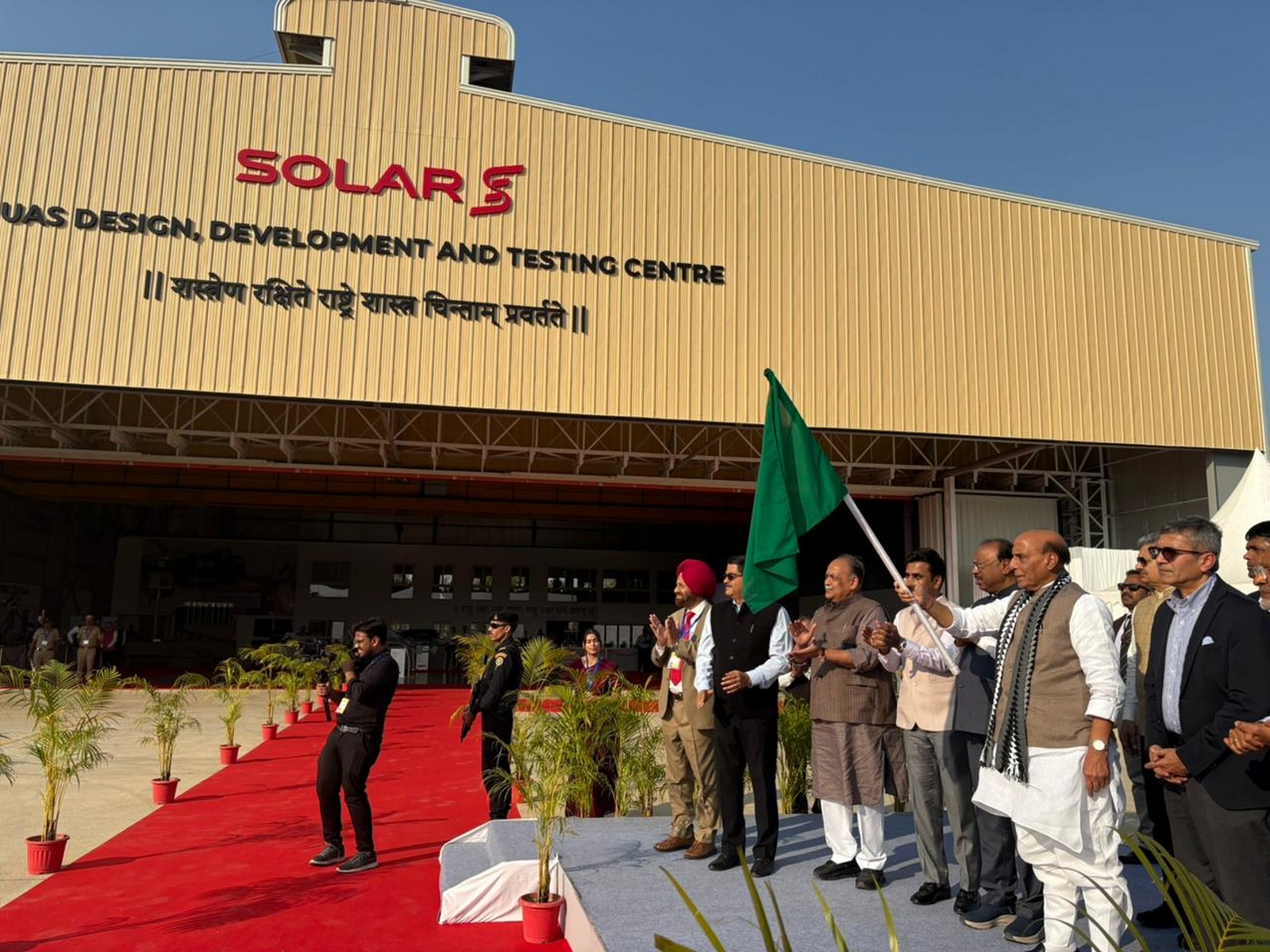 Defence Minister Rajnath Singh flagged off Guided Pinaka Rockets from Solar Defence & Aerospace Ltd Facility, Nagpur  (Photo/ANI)