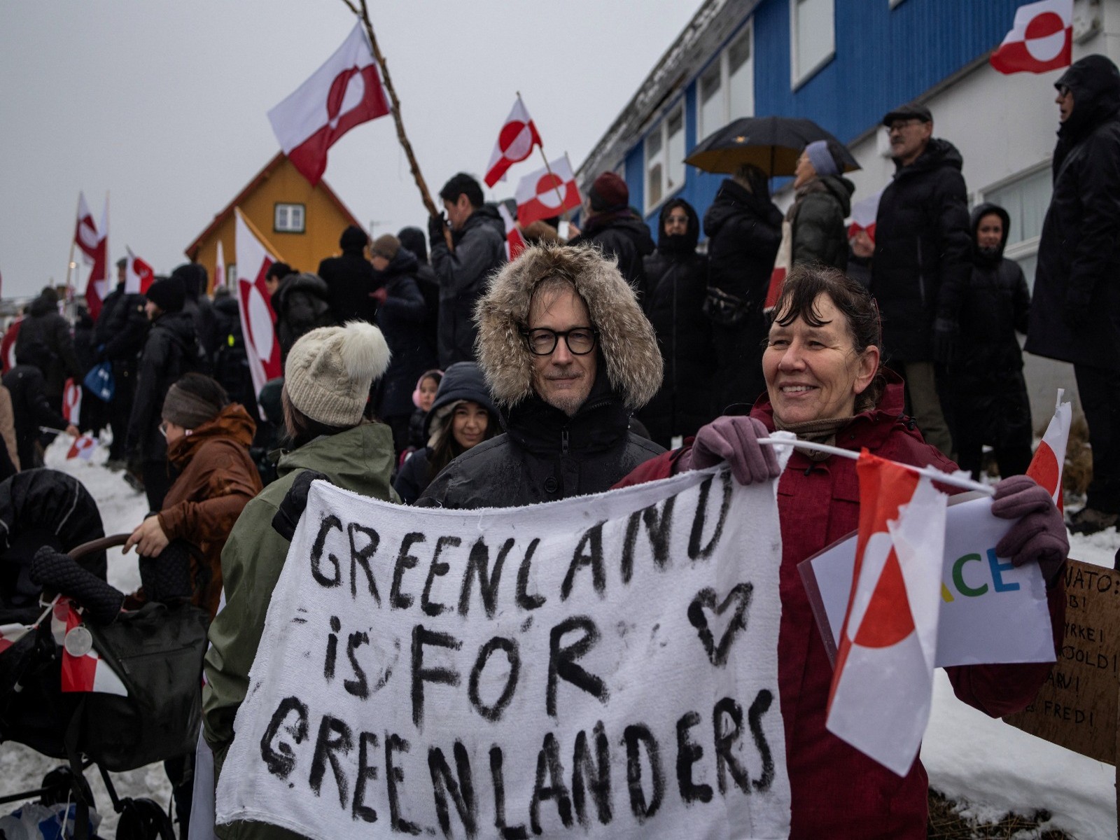 People in Greenland attend a protest against US President Donald Trump's demand (Photo/Reuters)