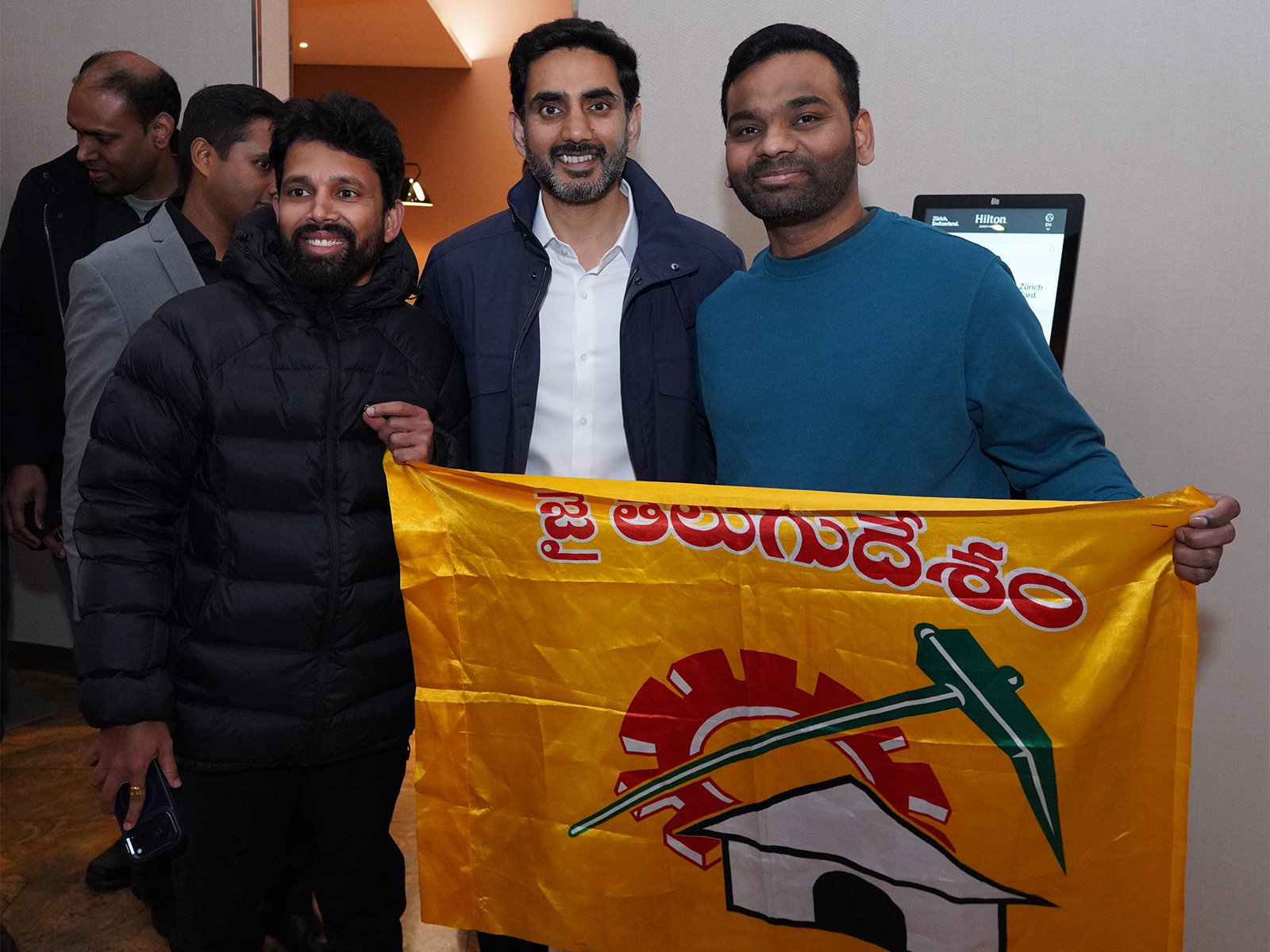 Andhra Pradesh Minister Nara Lokesh with NRI TDP members in Zurich (Photo: x/@naralokesh) Andhra Pradesh Minister Nara Lokesh with NRI TDP members in Zurich (Photo: x/@naralokesh)