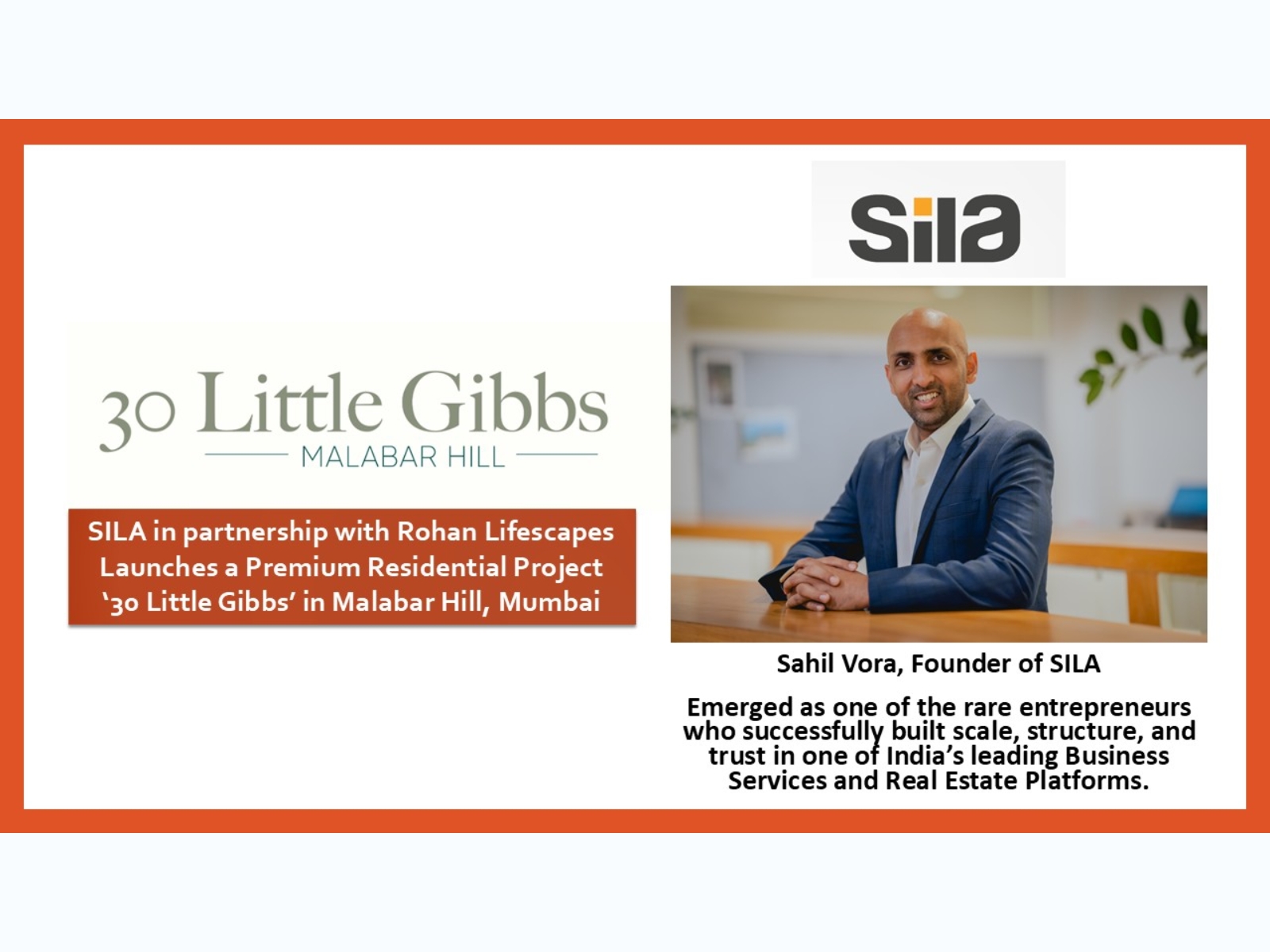 Sahil Vora Led SILA in partnership with Rohan Lifescapes Launches Residential Project ‘30 Little Gibbs’ in Malabar Hill
