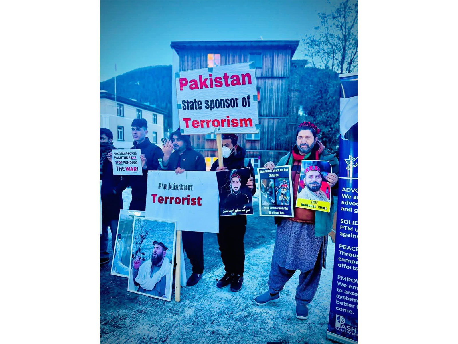 PTM protesting in Switzerland against atrocities in Pakistan (Photo/X@ShafiqAhmadAdv3)