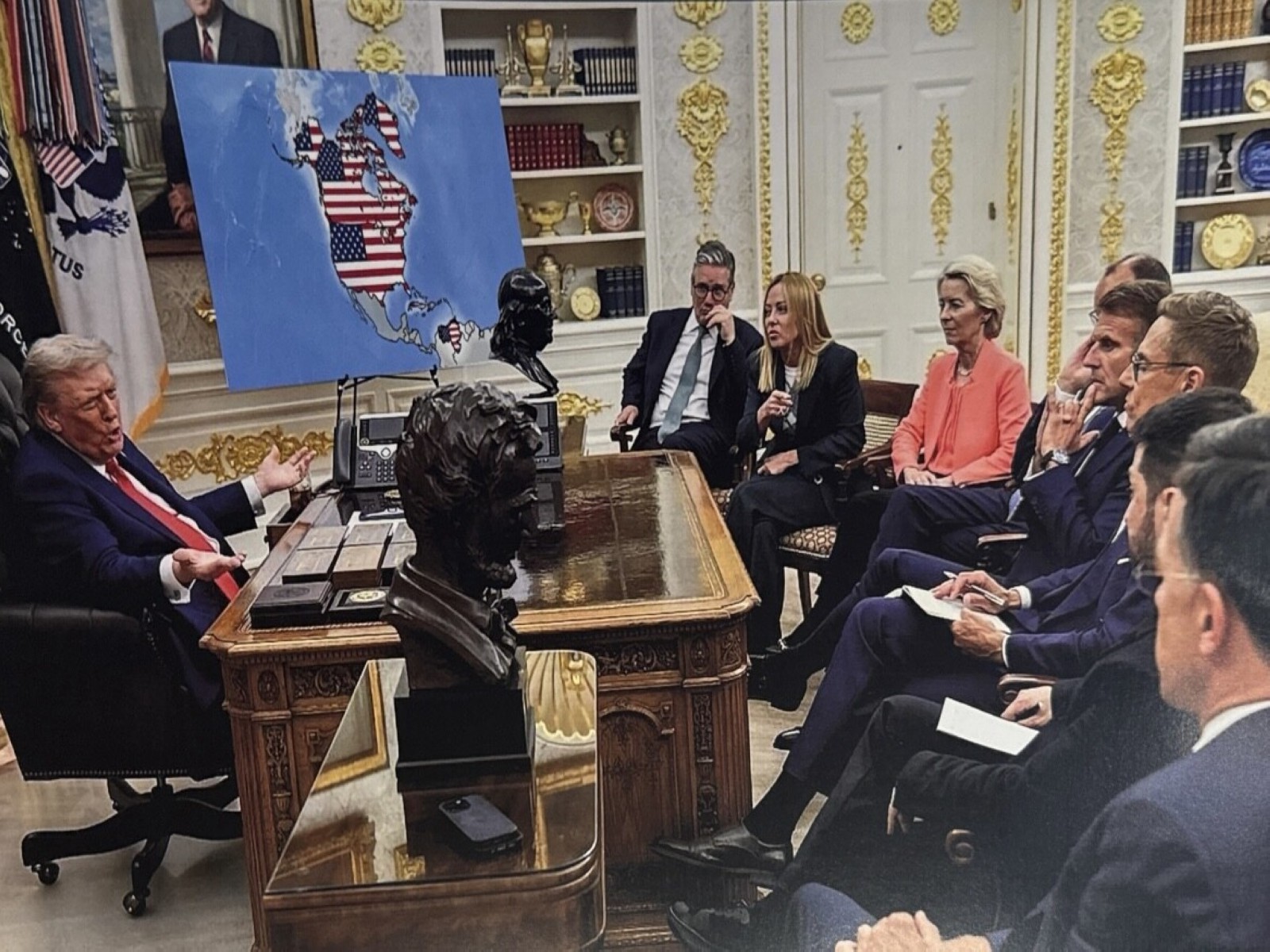 AI-generated image of US President Donald Trump speaking to European leaders (Photo: Truth Social@realDonaldTrump) AI-generated image of US President Donald Trump speaking to European leaders (Photo: Truth Social@realDonaldTrump)