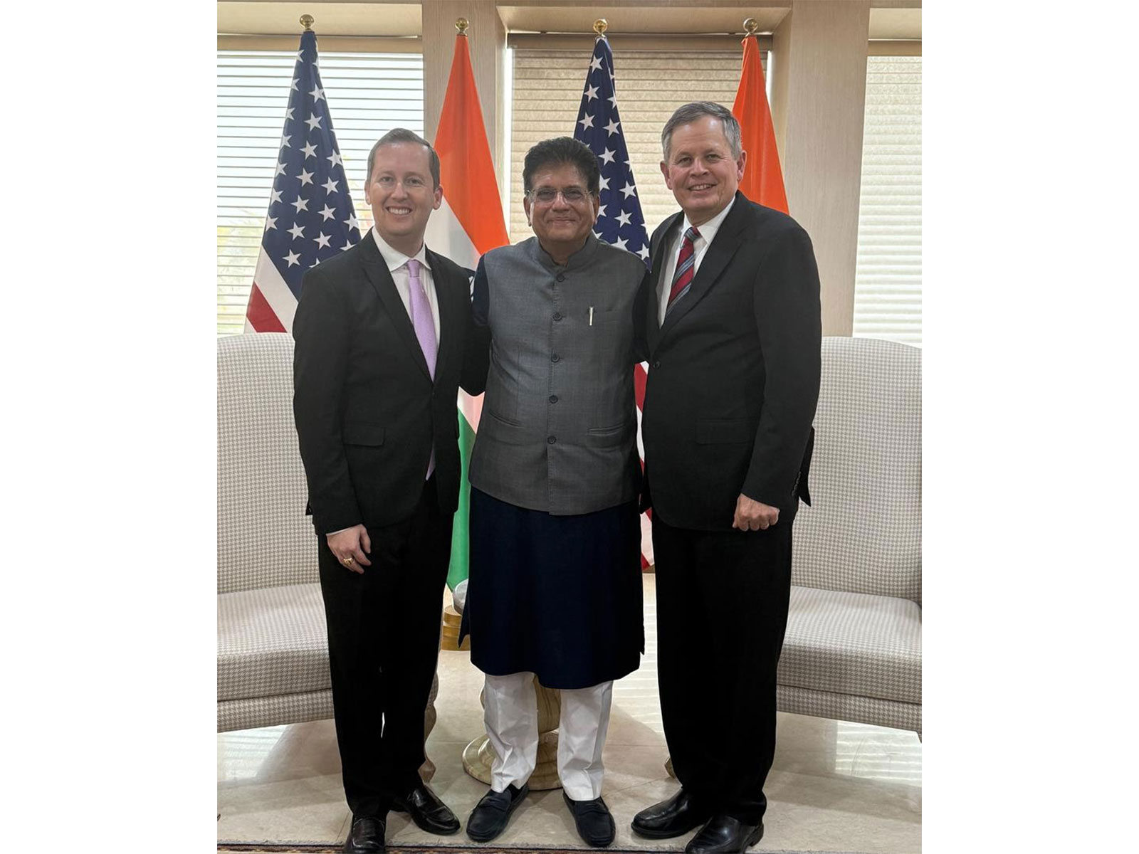 US Senator Steve Daines with Union Commerce and Industry Minister Piyush Goyal and US Ambassador to India Sergio Gor (Photo/ US Embassy in India)