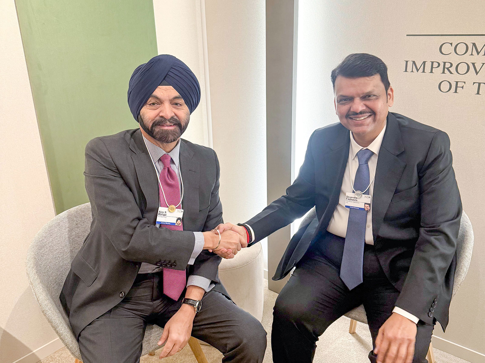 Maharashtra CM Devendra Fadnavis meets Ajay Banga, President of World Bank Group. (Photo: X/Dev_Fadnavis)